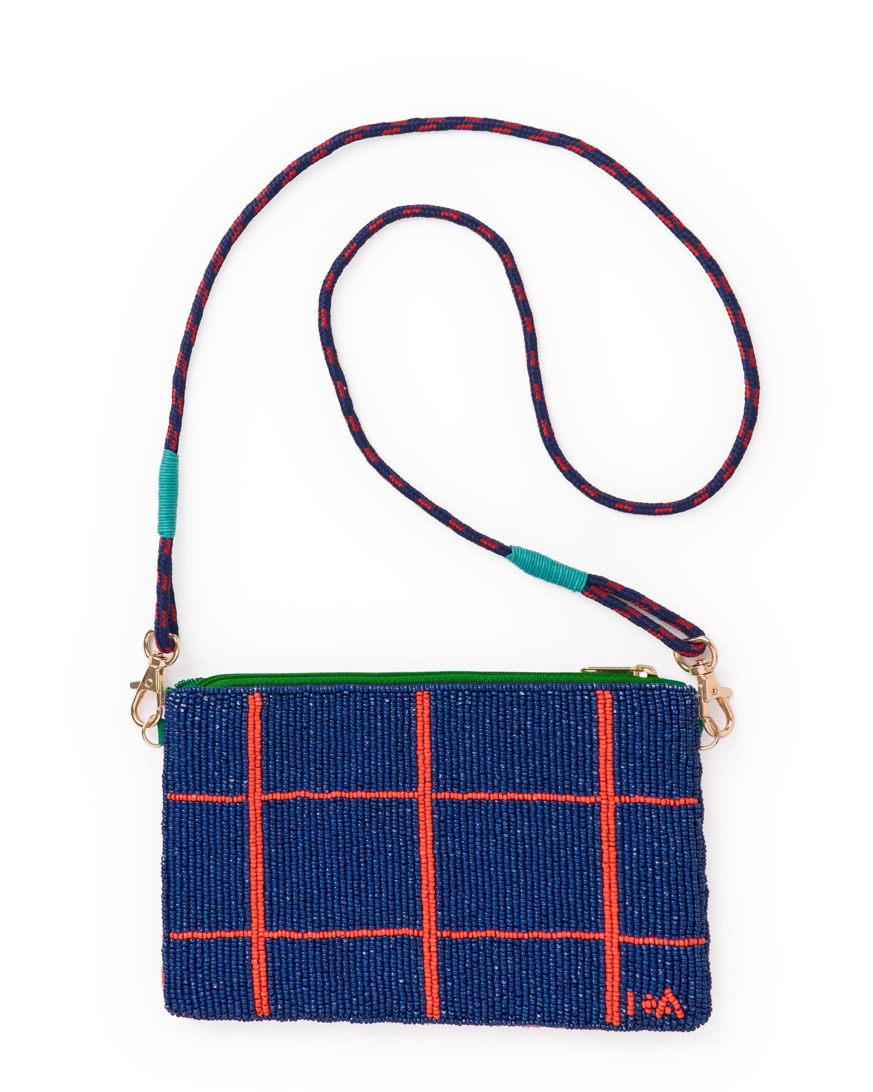 Leila Horse Seed Bead Clutch With Strap