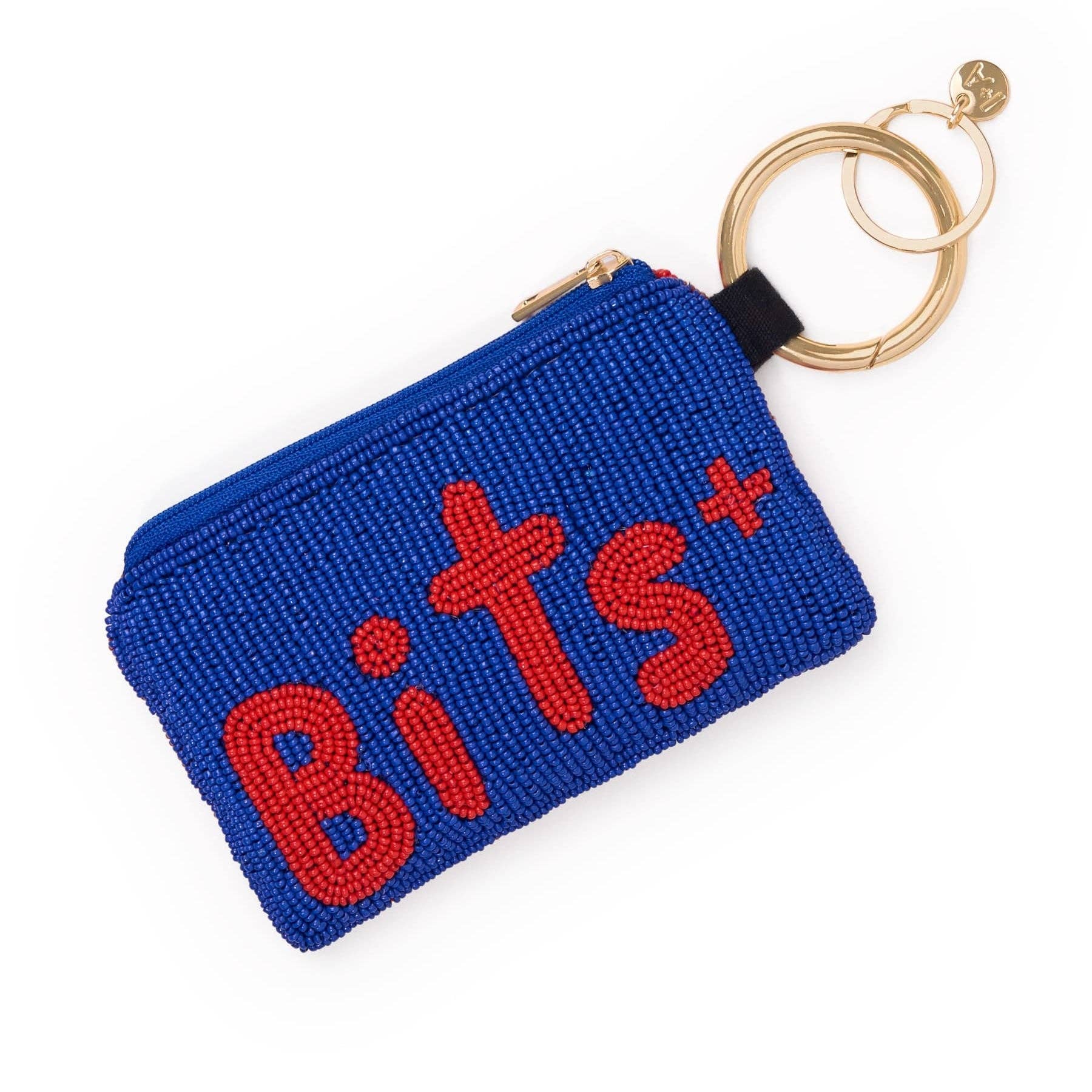 Mary Bits + Bobs Beaded Coin Purse Navy