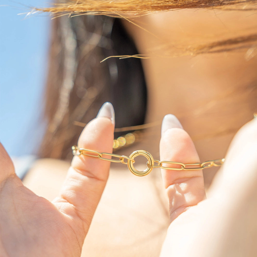 Paperclip Charm Keeper Necklace - Gold
