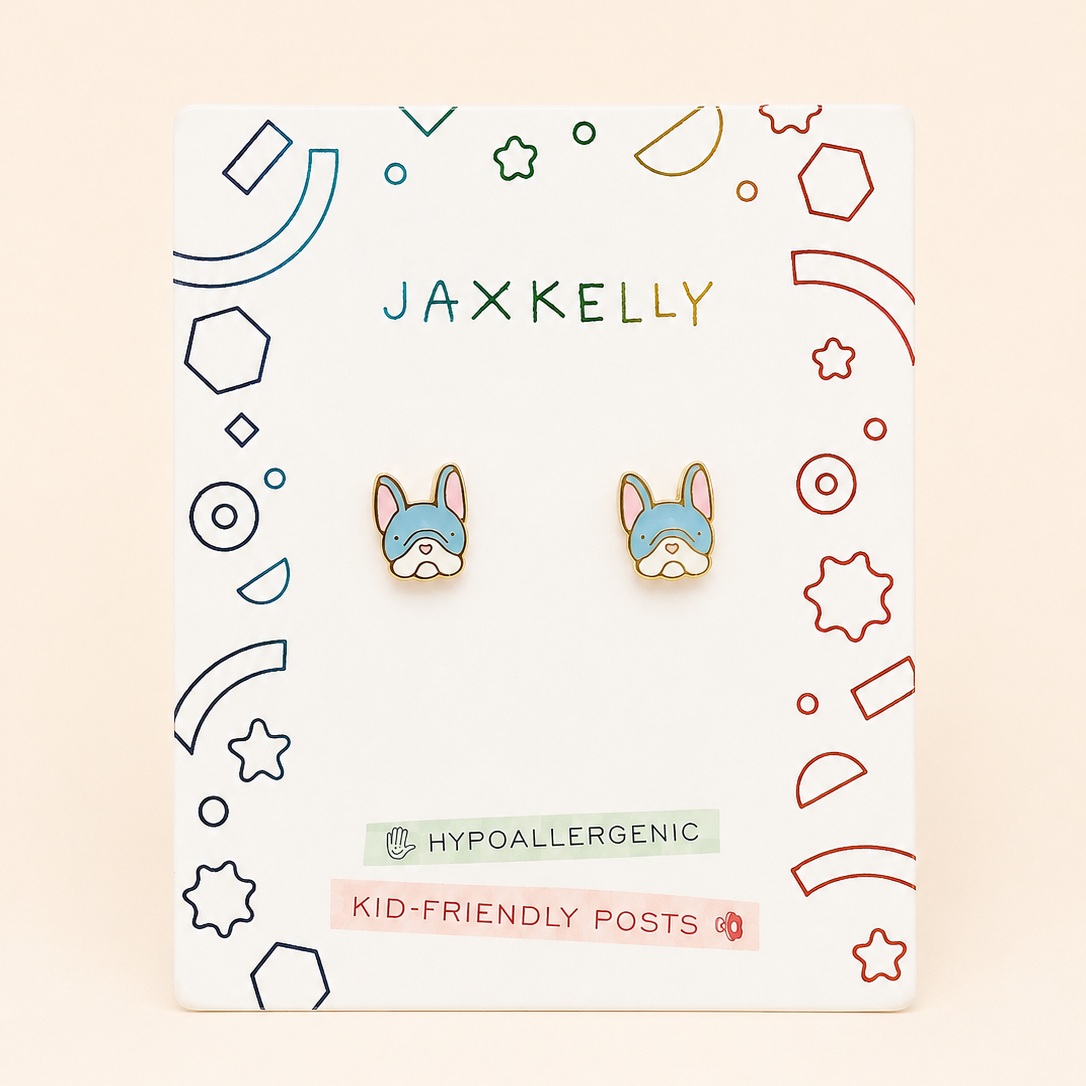 High-quality, hypoallergenic earrings are made for kids with sensitive ears and can be worn 24/7. Designed for kids but cute enough for grown-ups too!
Details:
Post Length: 10mm
Post Size: 20 gauge, .8mm
Flat screw back
Waterproof and can be worn in the pool and bath
Poke-free back
Surgical grade stainless steel
18K gold plated
Enamel