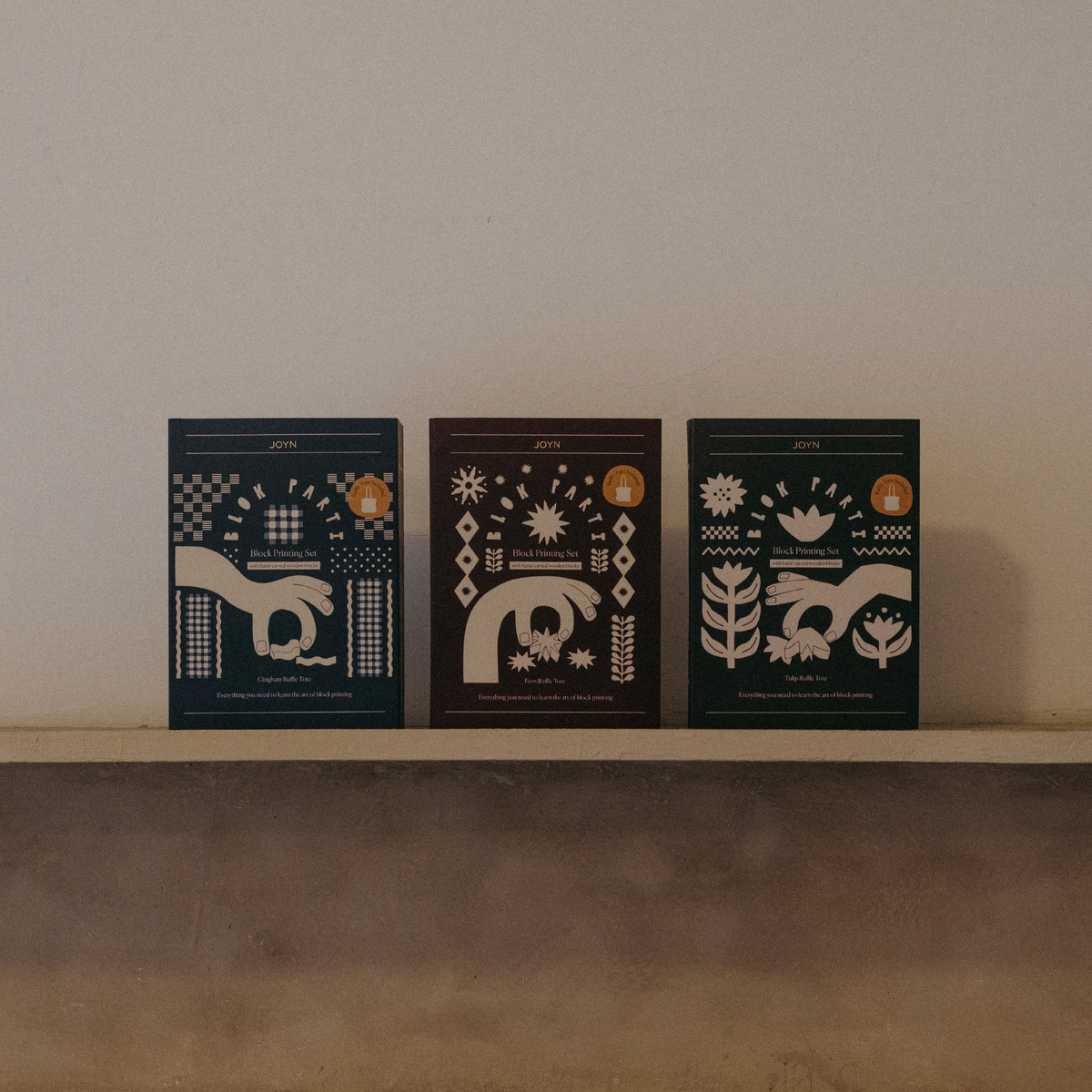 Hand-Carved Wood Blocks + Canvas Bag