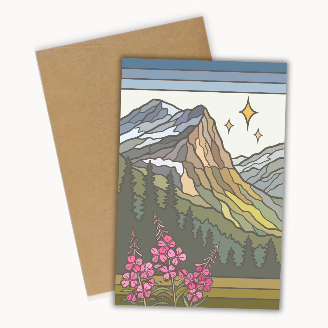 card shown with brown craft envelope.