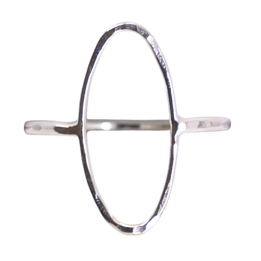 Silver Large Oval Statement Ring