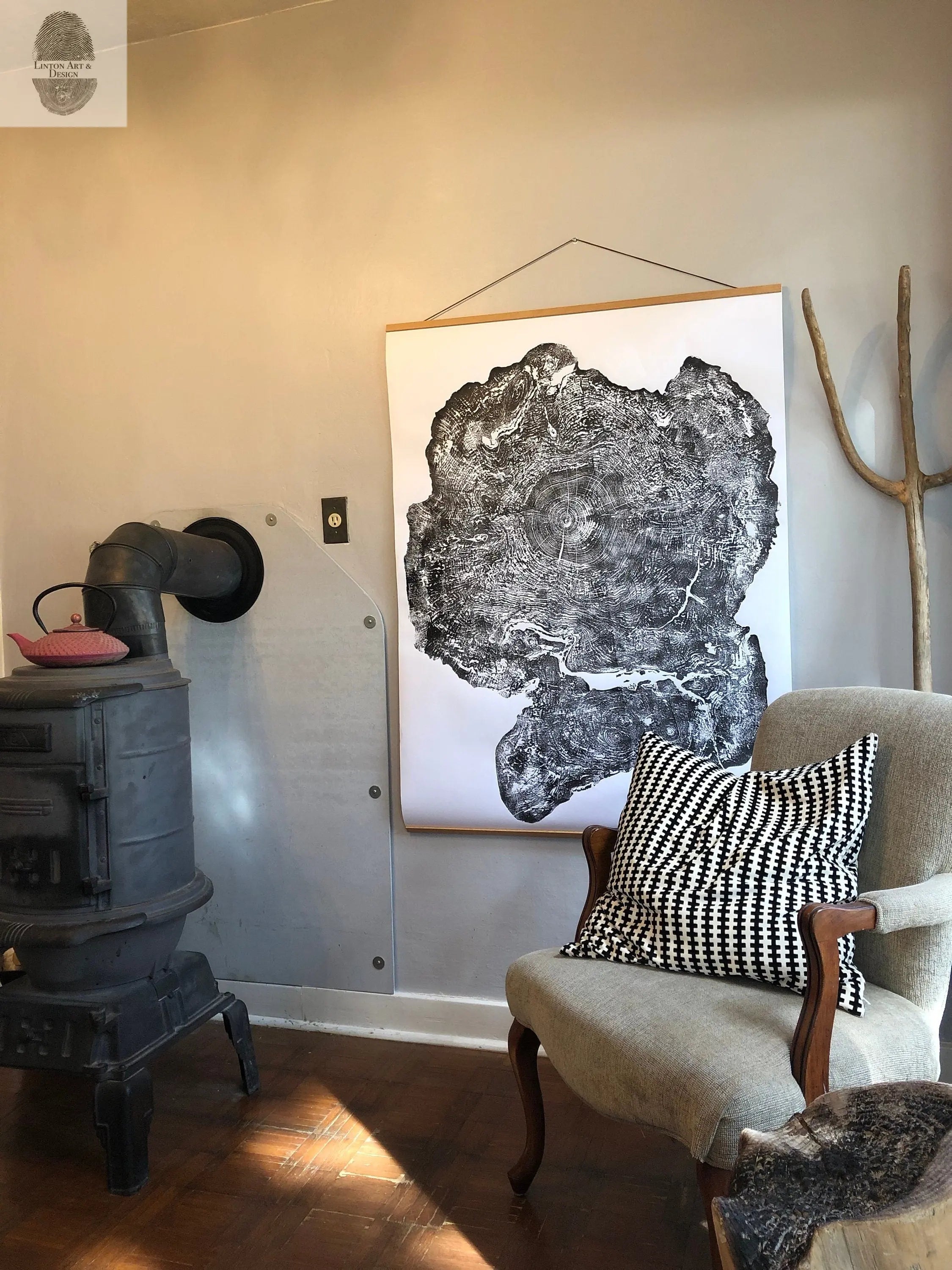 Big Leaf Maple, Tree ring print, Massachusetts art, Oversized tree ring Art, hand pressed tree rings, tree ring art print, Arborist art gift