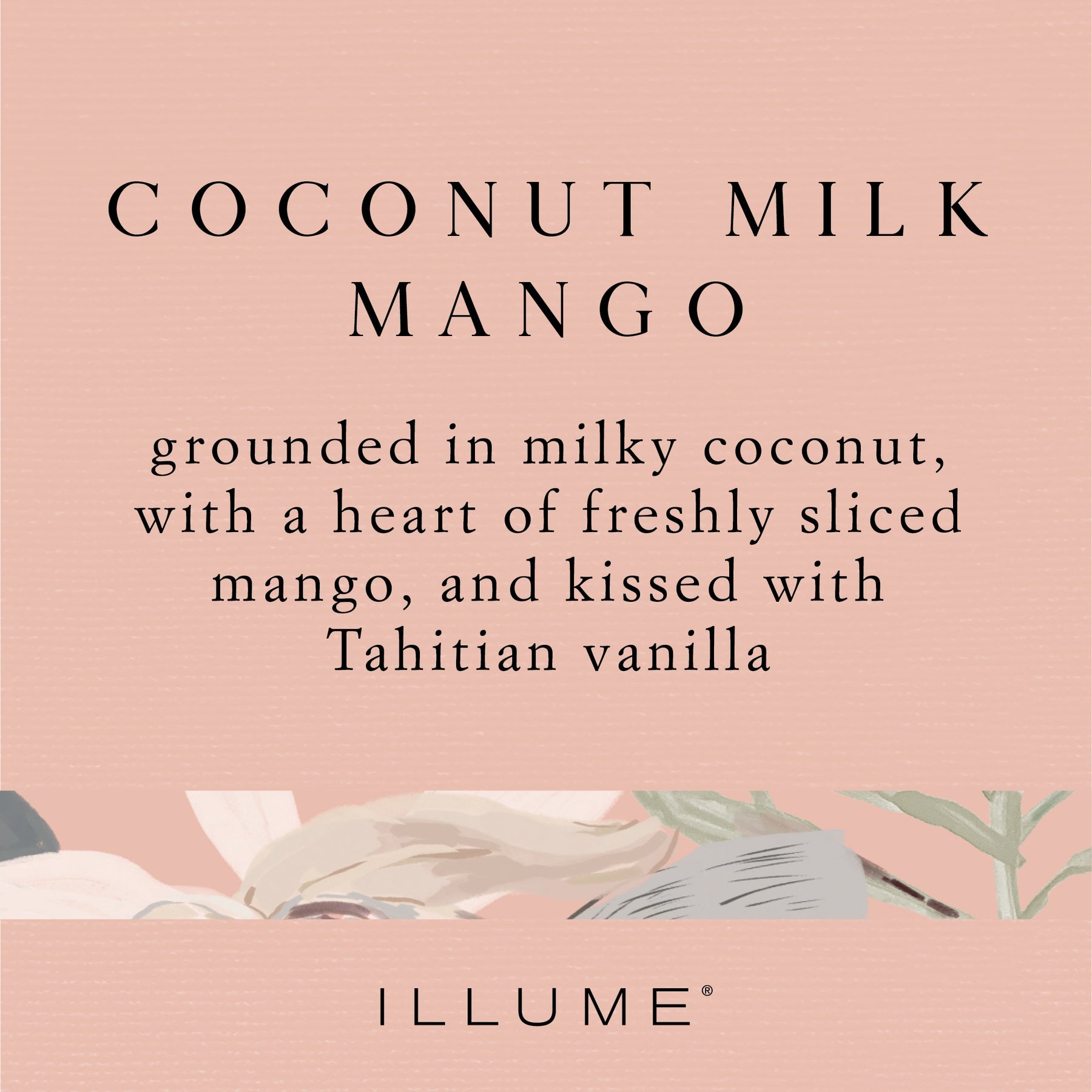 Perfume Spray Fragrance
Grounded in milky coconut, with a hearty of freshly sliced mango, and kissed with Tahitian vanilla.
