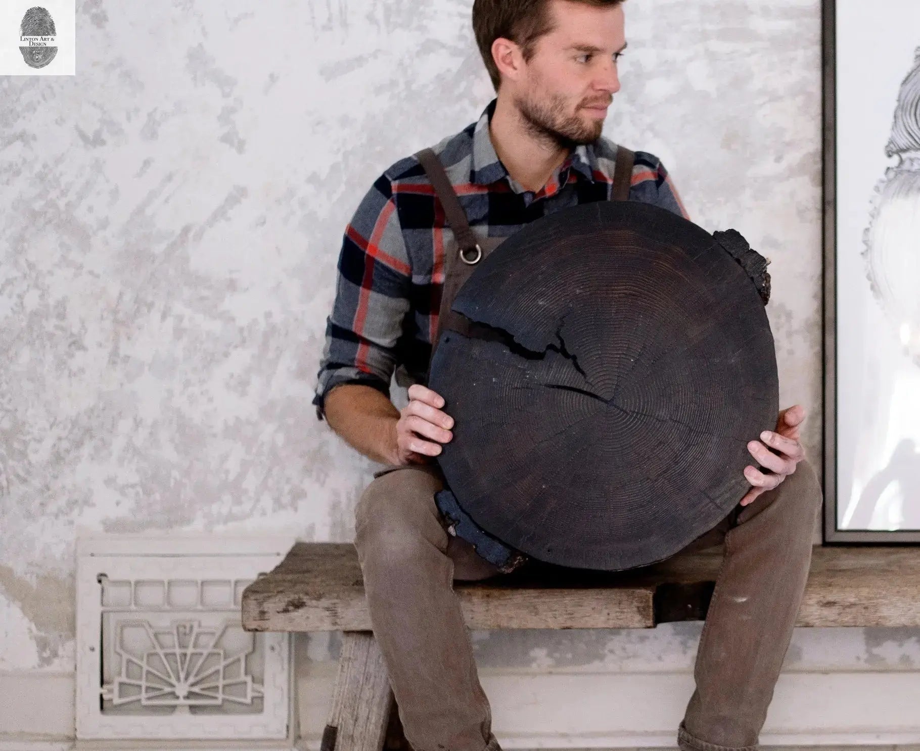 Crater Lake art, Oregon Print, Tree ring print, Woodcut print, Wood Wall art, Sacred Geometry, Forestry, National Parks, Signed Original