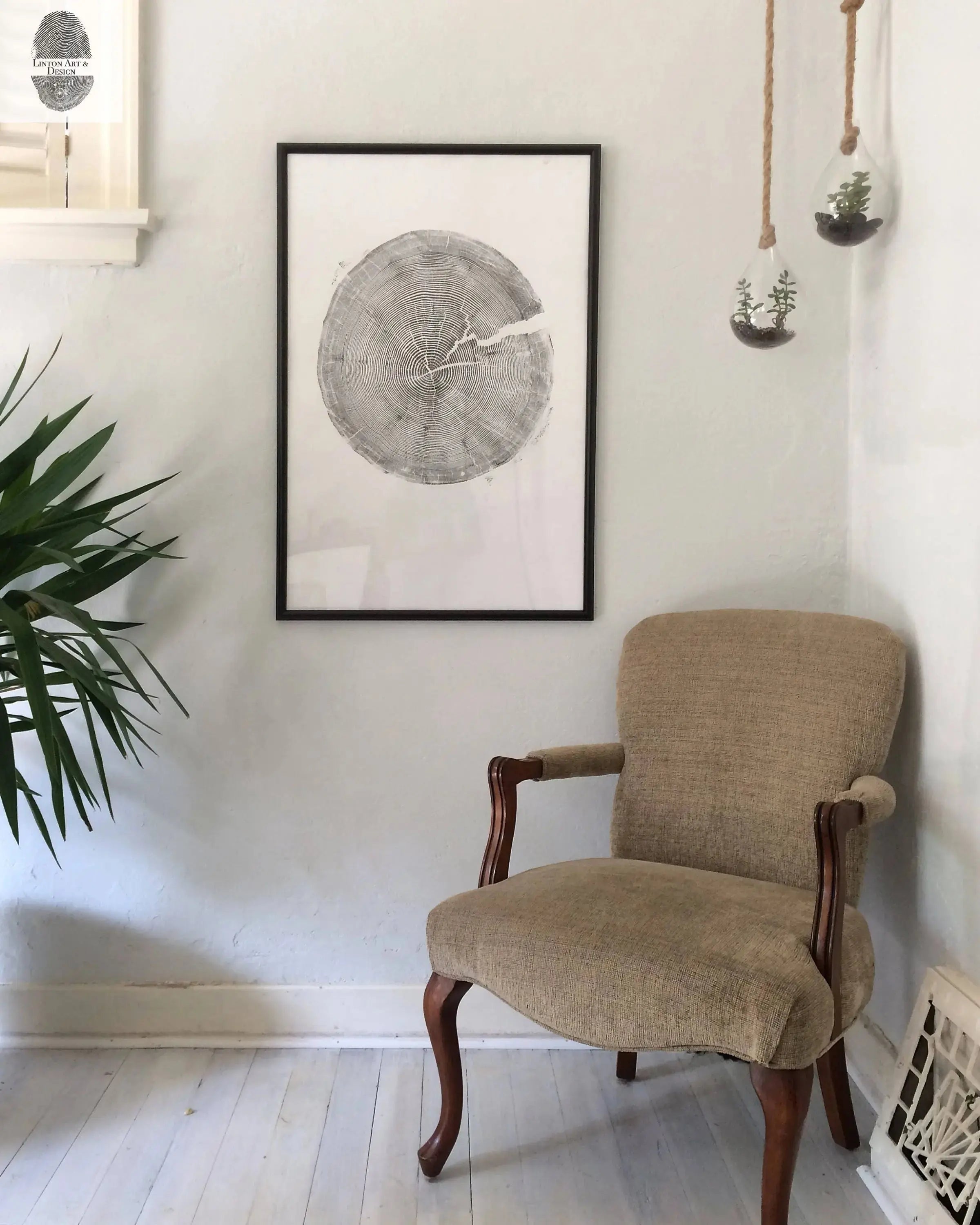 Crater Lake art, Oregon Print, Tree ring print, Woodcut print, Wood Wall art, Sacred Geometry, Forestry, National Parks, Signed Original