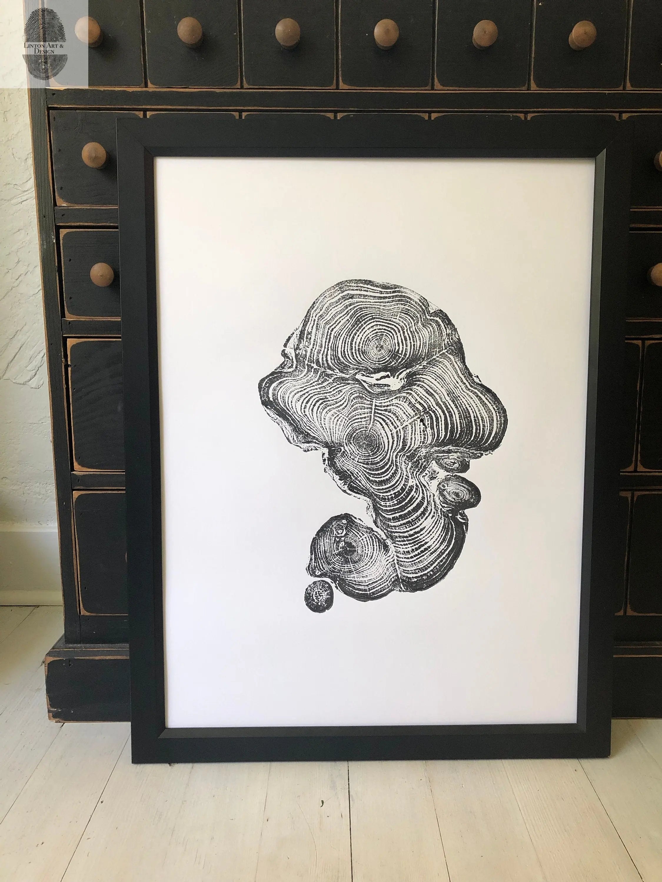 Cypress from Ireland, Tree ring art print, Tree stump print, first anniversary gift, 18x24 inch woodcut, fifth anniversary gift, Linton Art