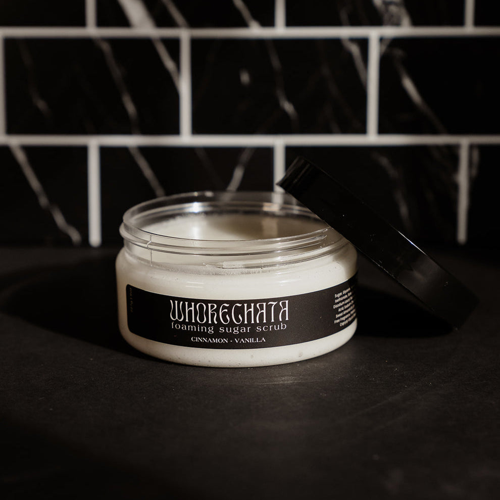 8 oz jar of whorechata foaming sugar scrub