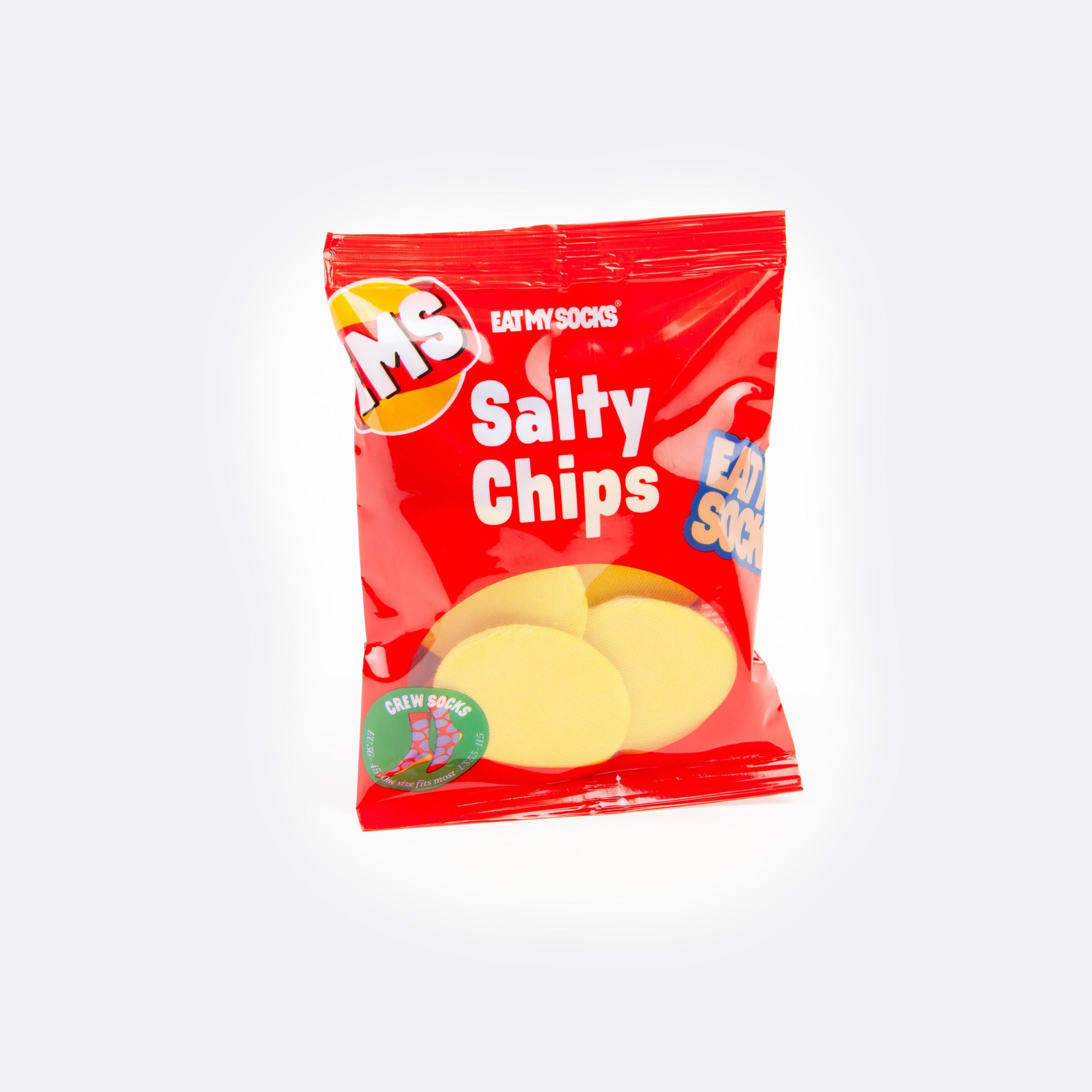 These fun socks, shaped like a bag of potato chips, add a playful crunch to your style with a flavorful twist.