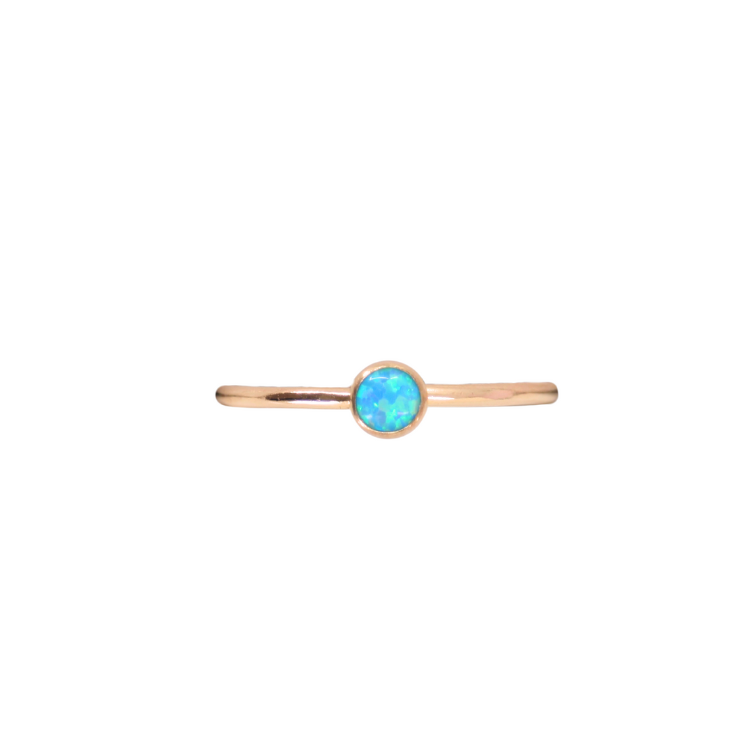Small Turquoise Opal Ring Goldfill Stone Ring