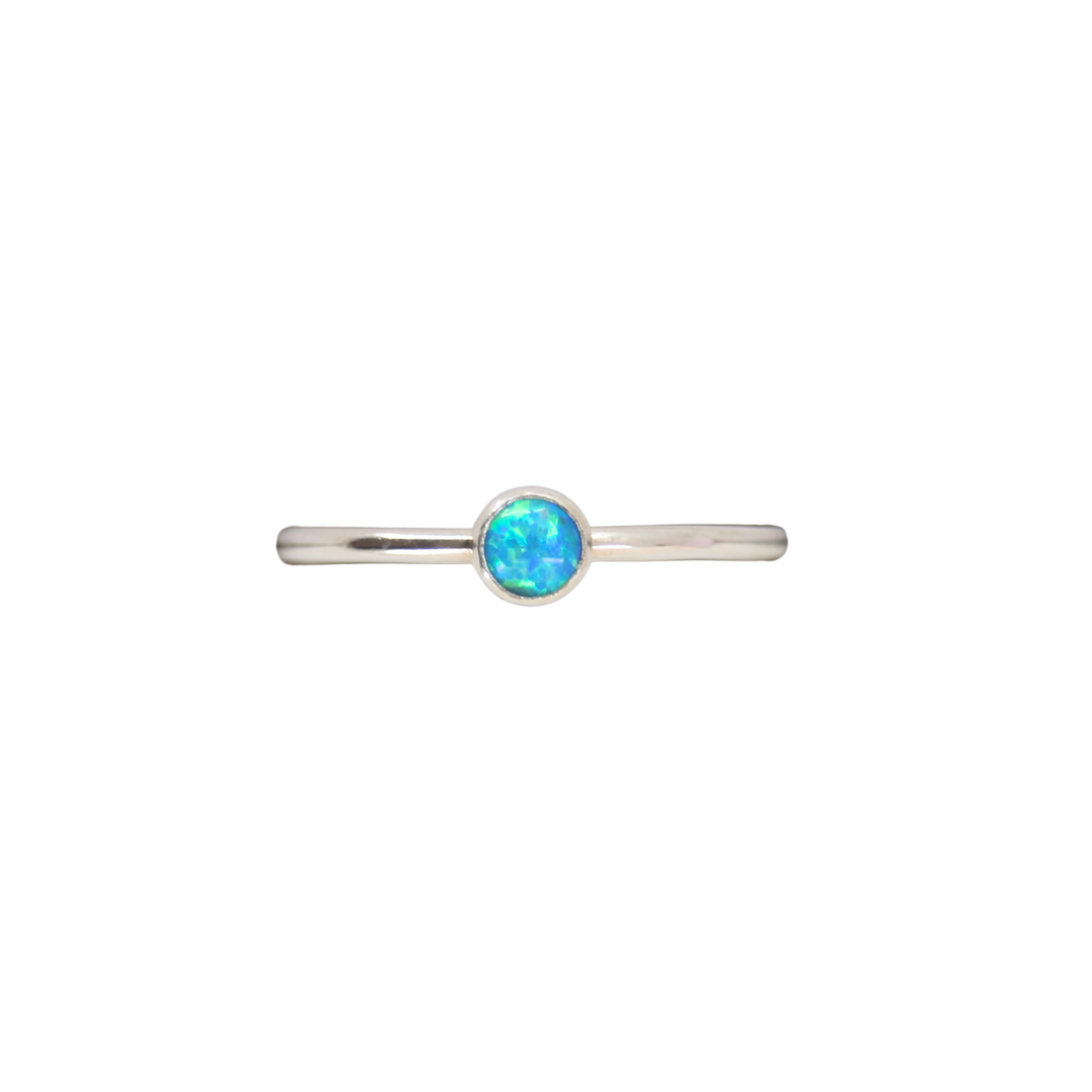 Small Turquoise Opal Ring Sterling Silver