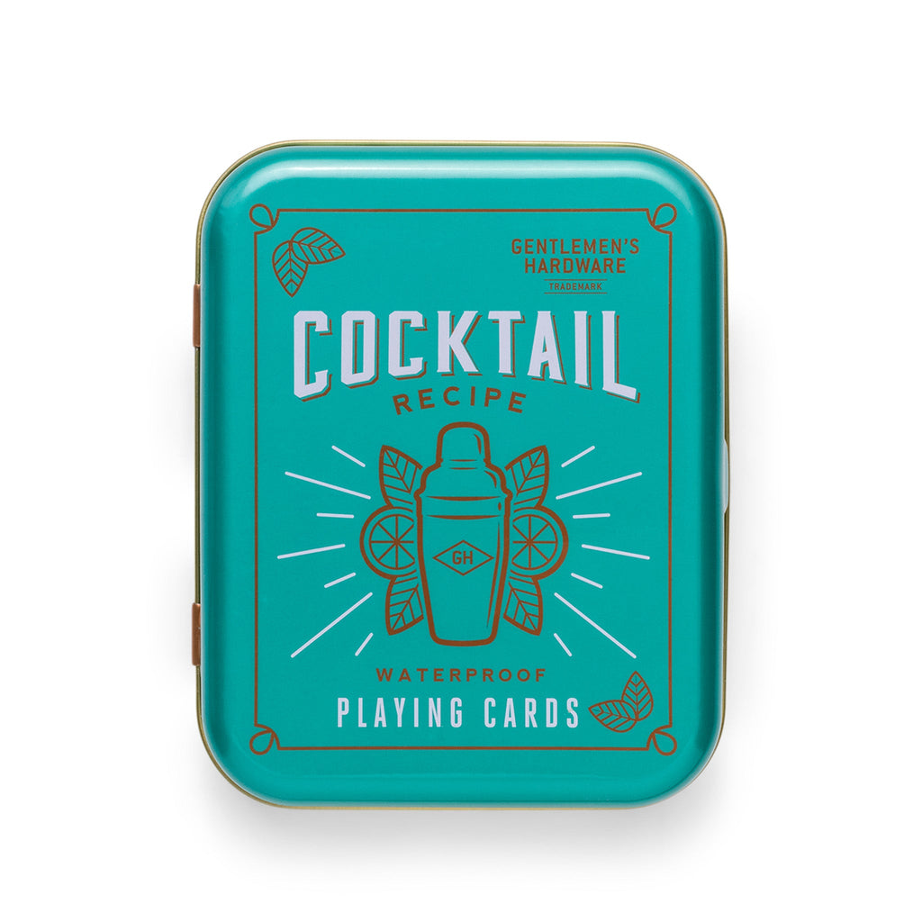 Practice your poker face or play go fish in style with our Cocktail Playing Cards! Whether you win or lose, our waterproof playing cards with cocktail designs make even a bad hand look good. This card deck features a classic cocktail recipe or fact on each playing card and a 2-piece metal tin travel case to take these waterproof deck of cards anywhere you go. This coaster set is a great gift for the bartender friend or game night host in your life.