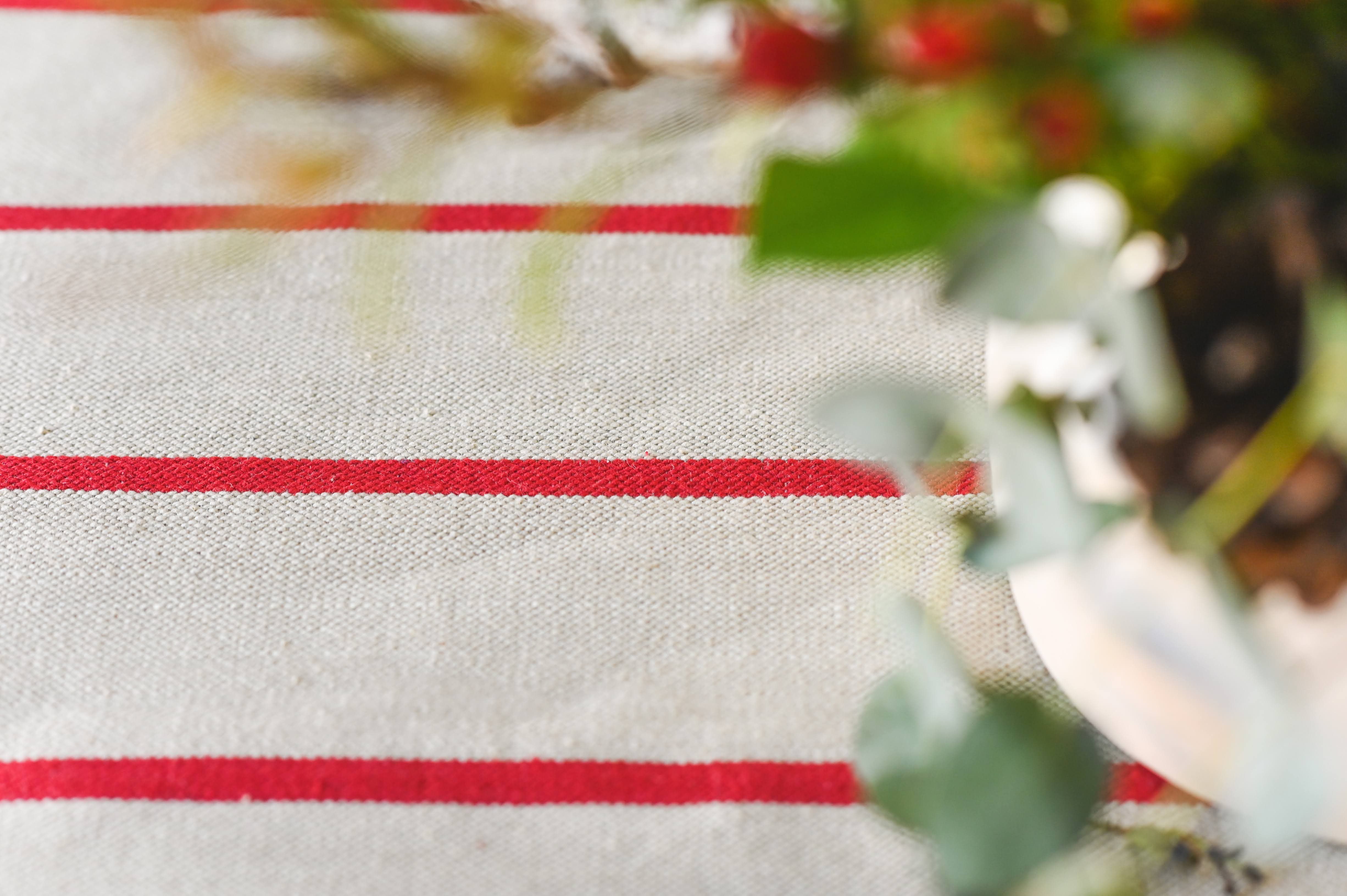 Red Stripe Linen Tablecloth