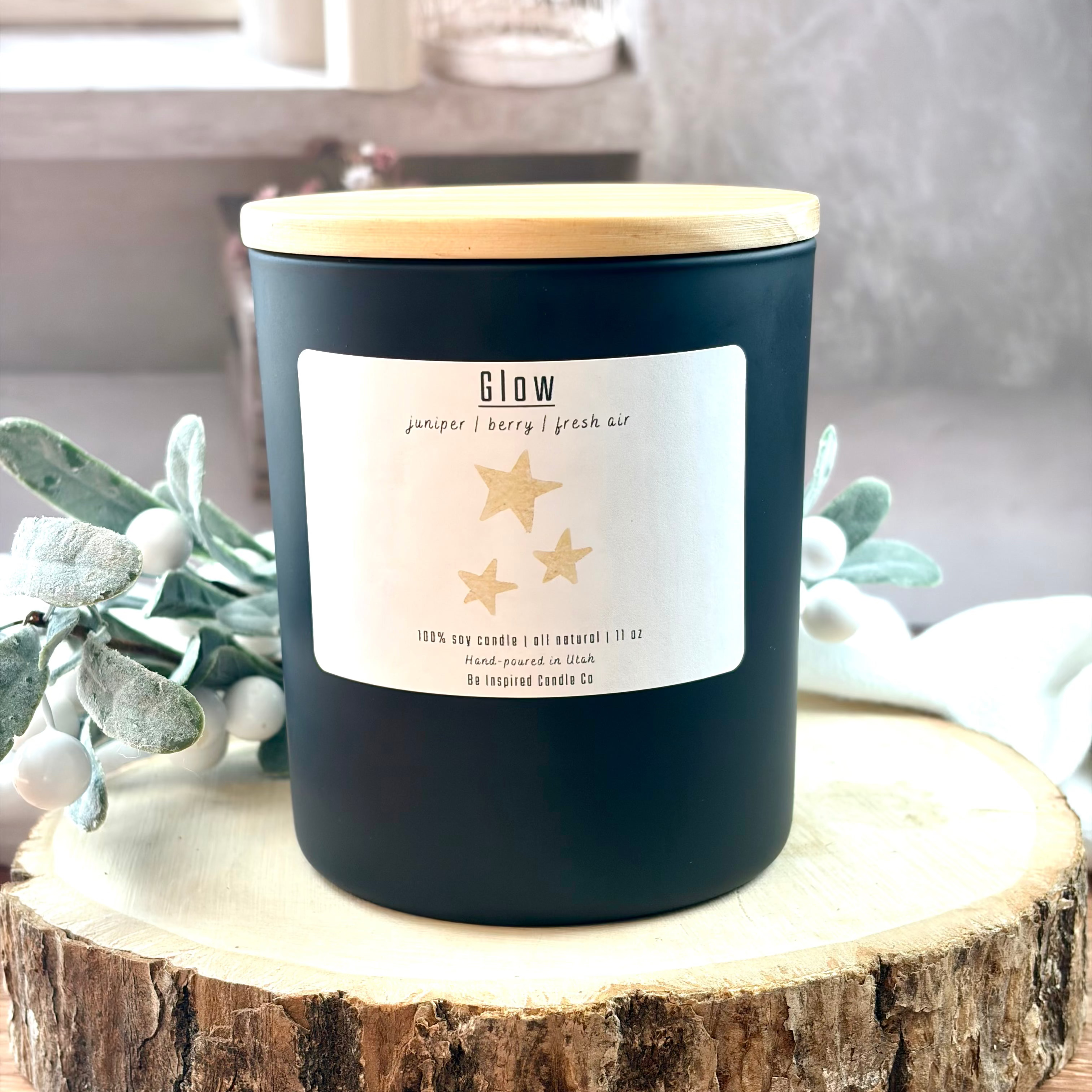 large black ceramic candle.