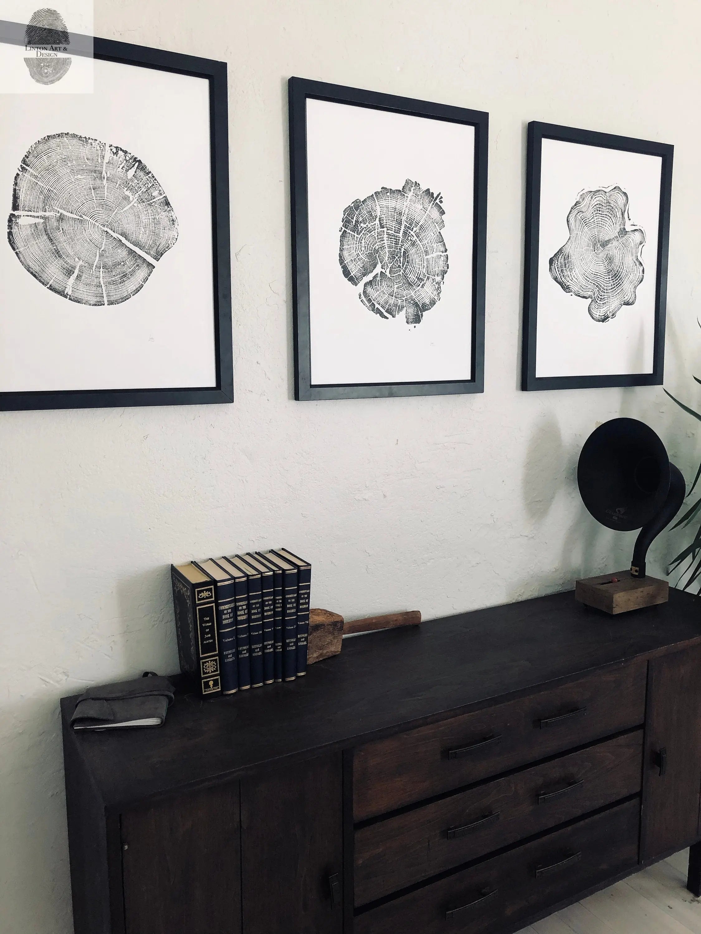 Grand Tetons, Alaska Art, Wyoming Art, Idaho Art, Tree Ring Art, Woodcut print, Biology Gifts, tree ring prints - 18x24 each print