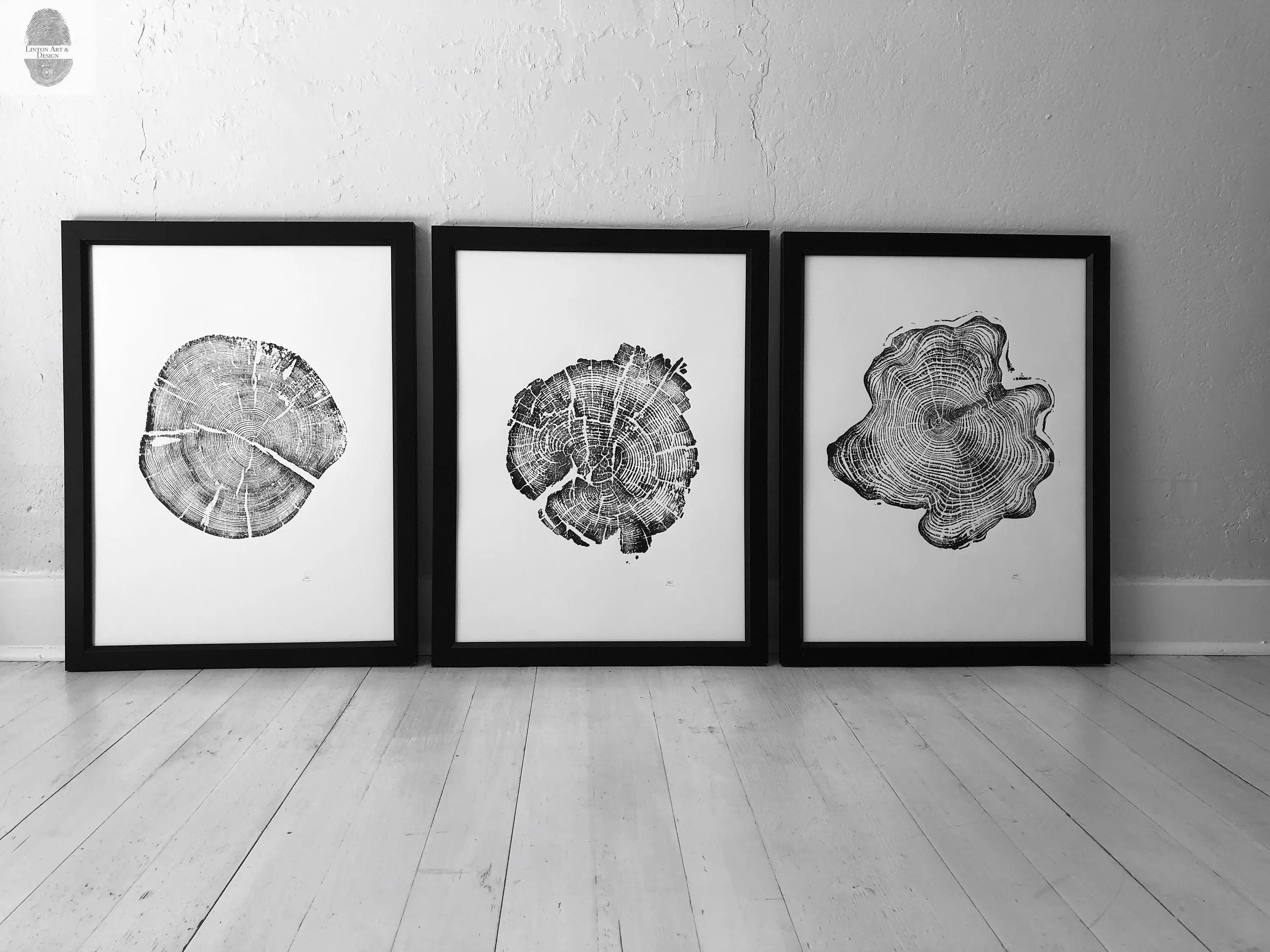 Grand Tetons, Alaska Art, Wyoming Art, Idaho Art, Tree Ring Art, Woodcut print, Biology Gifts, tree ring prints - 18x24 each print