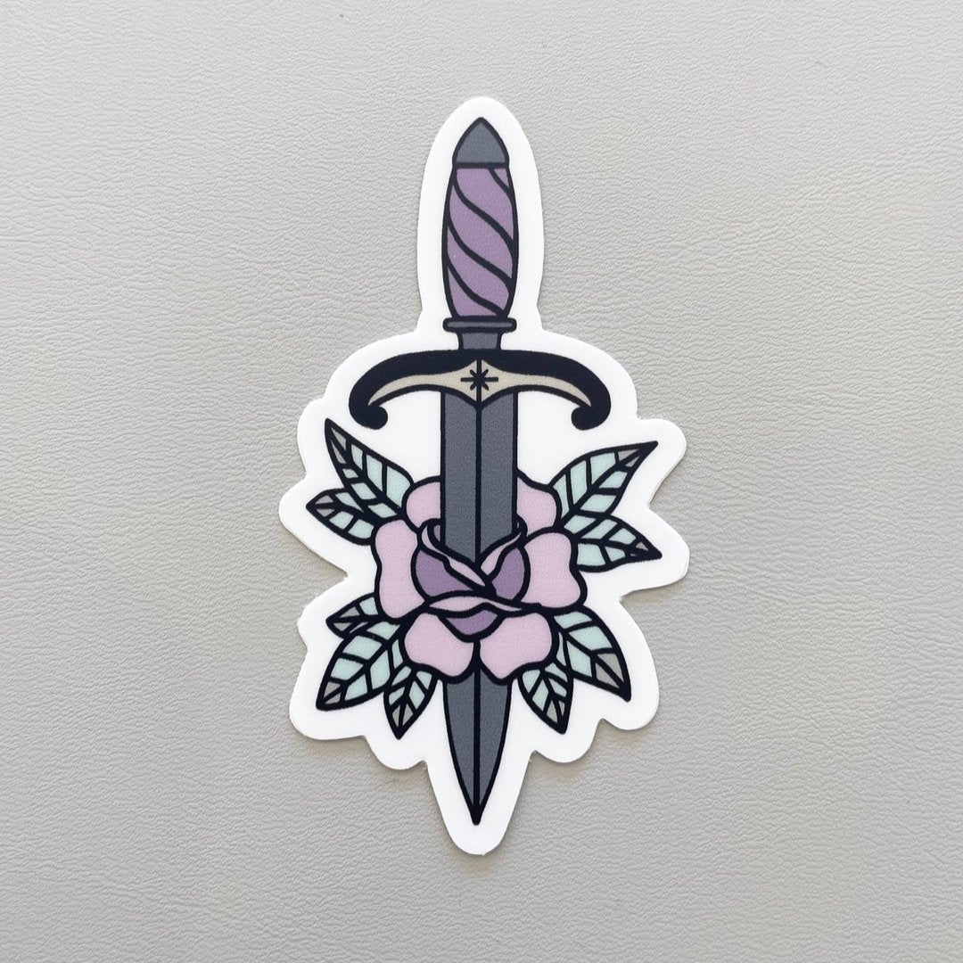 dagger in flower sticker