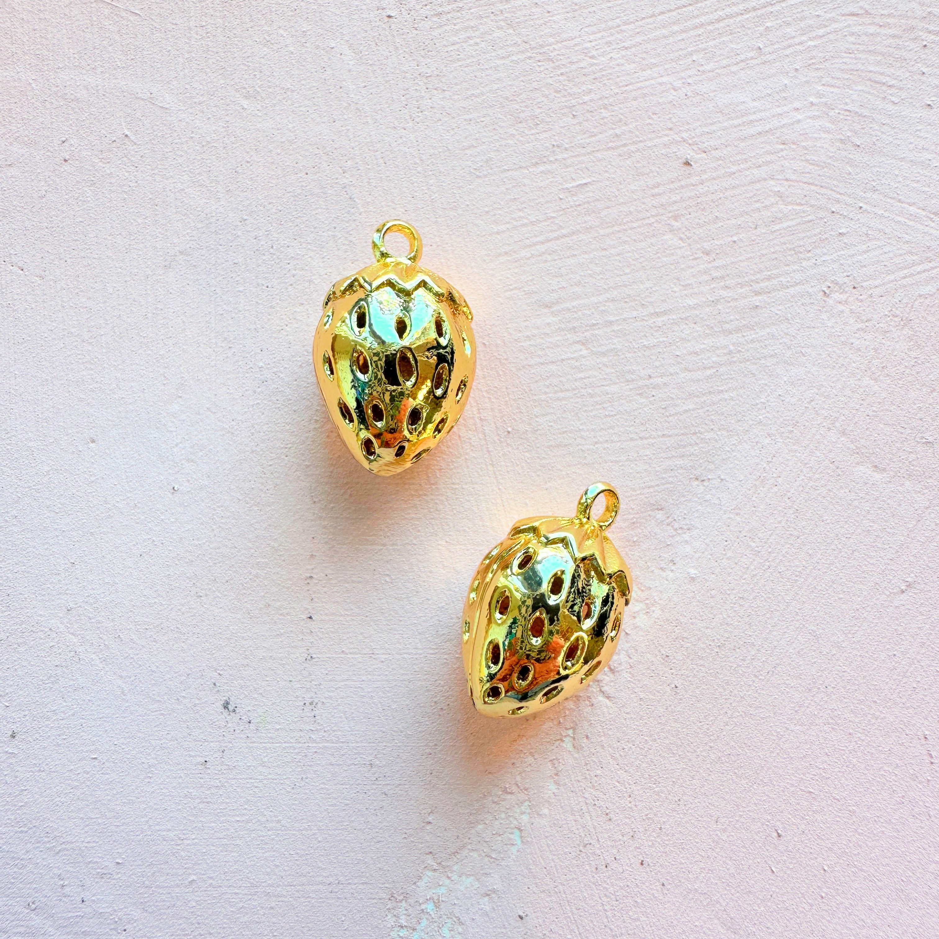 Large Gold Strawberry Charm