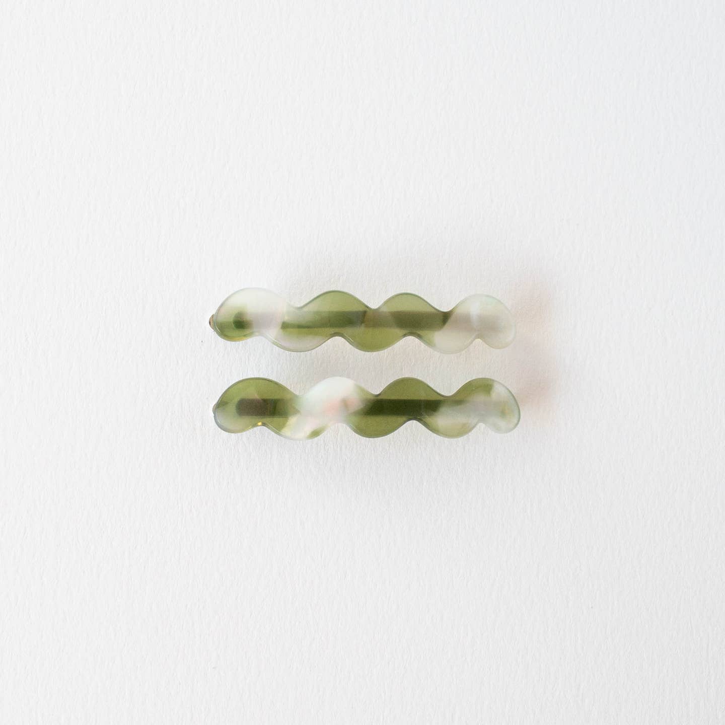 Cloud Wave Slide Hair Pin Set - Olive Pearl