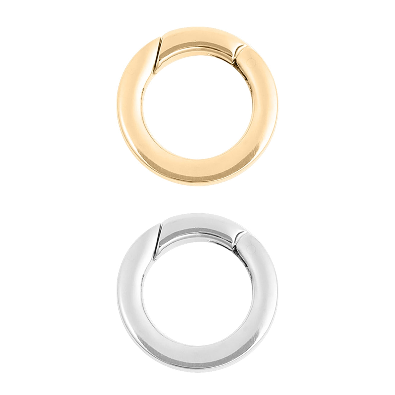 Enhance your jewelry designs with our NEW carabiner charm clasps! Designed to be used for quicker necklace making and charm keeping, this is the perfect way to turn your unfinished chains into necklaces and bracelets that are charm-friendly and on trend.
The Circle Carabiner Charm Clasp features a polished finish made of 316L stainless steel with an easy-to-open, secure spring clasp.