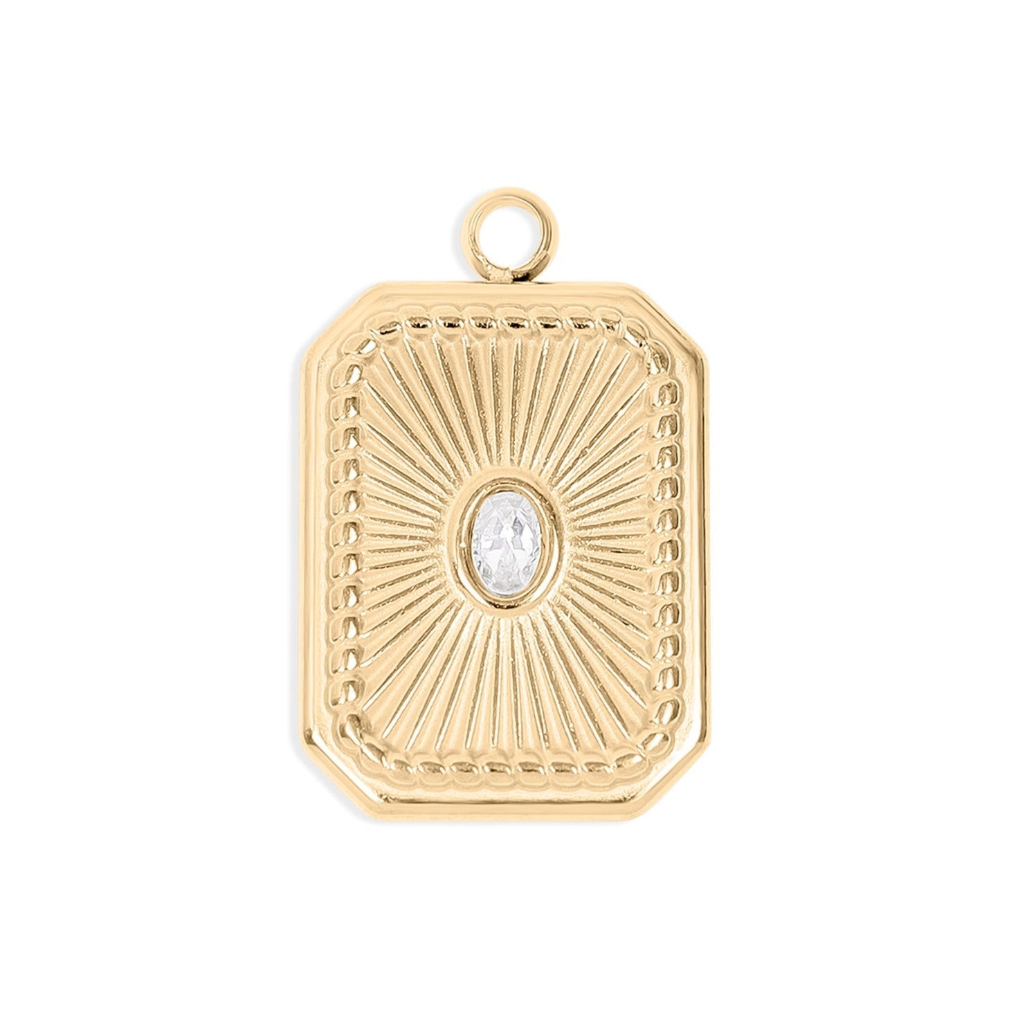 Rectangle Sunburst Crystal Charm