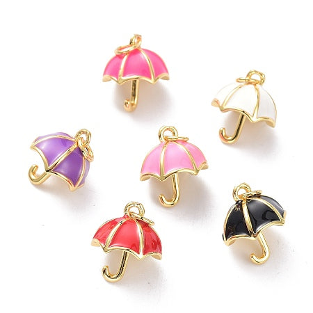 Don't let a rainy day dampen your spirits. Add some color to your style with our umbrella charm, available in 6 vibrant hues. Perfect for bracelets or necklaces, this tiny charm is the perfect accessory for any weather.