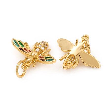 Gold Colorful Bee Charm