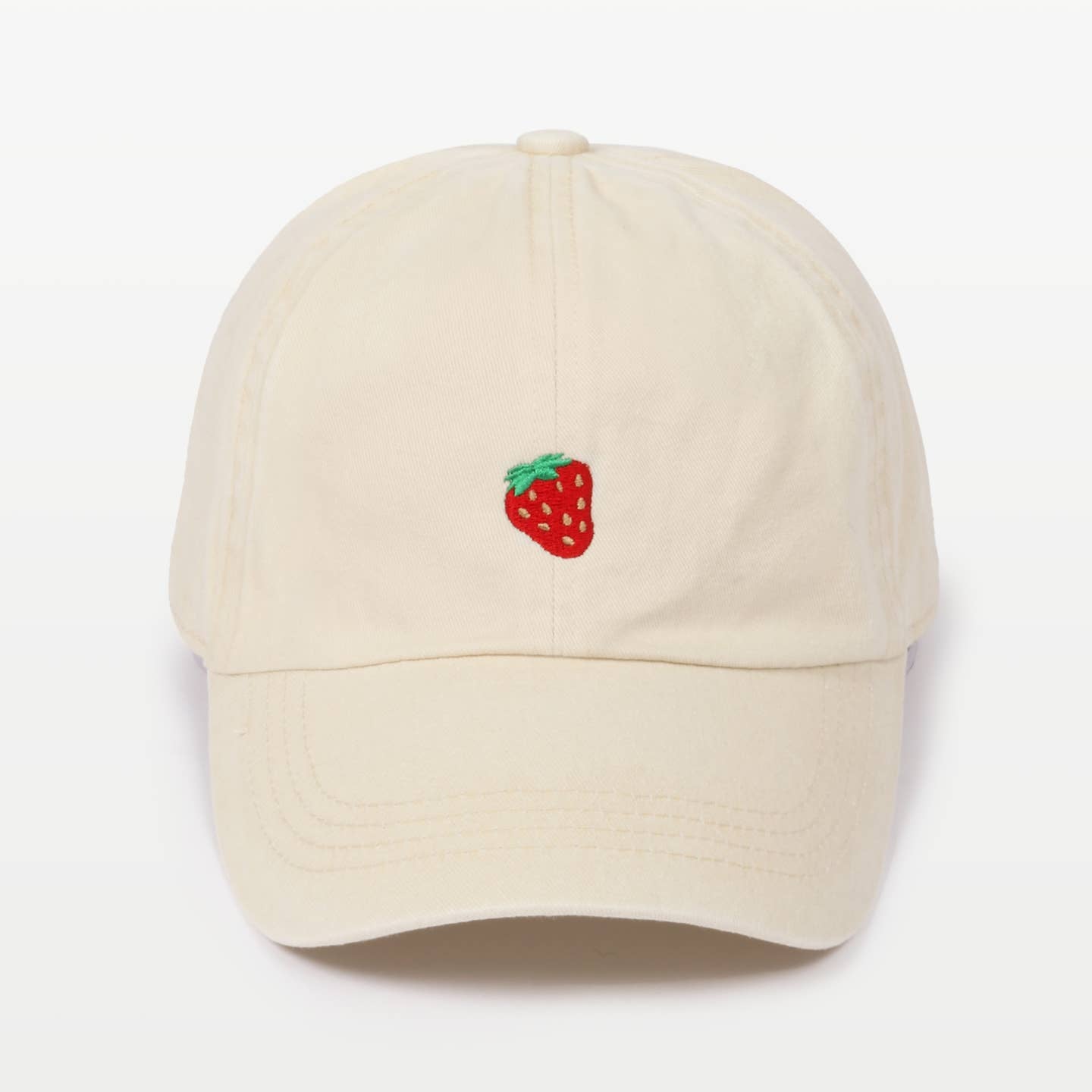 Stay cool and stylish with our Strawberry Embroidered Cotton Baseball Cap. The beige color adds a touch of neutrality, while the embroidered strawberry on the front adds a fun pop of personality. Perfect for any casual outing, this baseball cap will complete your look with ease.