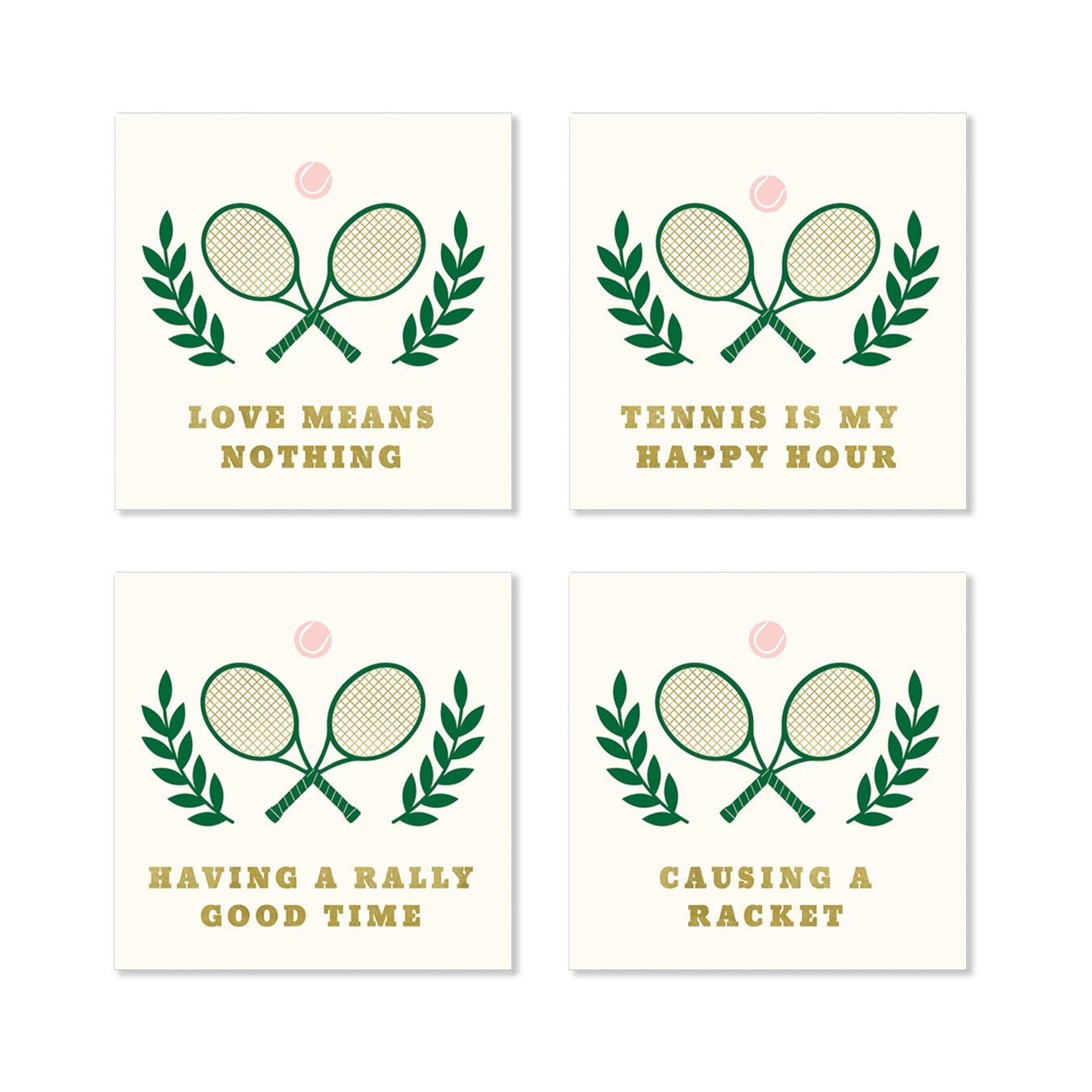Serve up some fun with our Tennis Sayings Napkin Set! These cocktail napkins feature festive tennis phrases that will have your guests serving laughs all night long. Perfect for any tennis lover's party or event. Ace your hosting game with these napkins!
Details:
includes 16 paper cocktail napkins, 4 of each saying
5" x 5"
gold foil