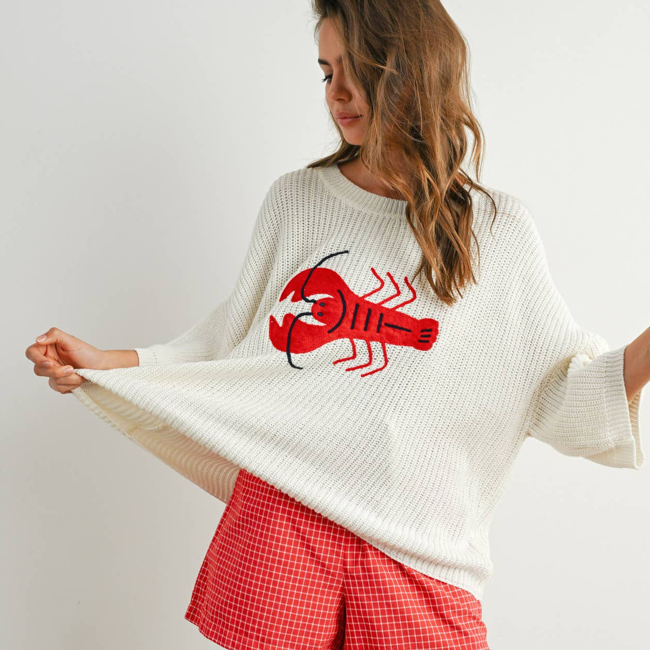 Ivory Oversized Lobster Sweater