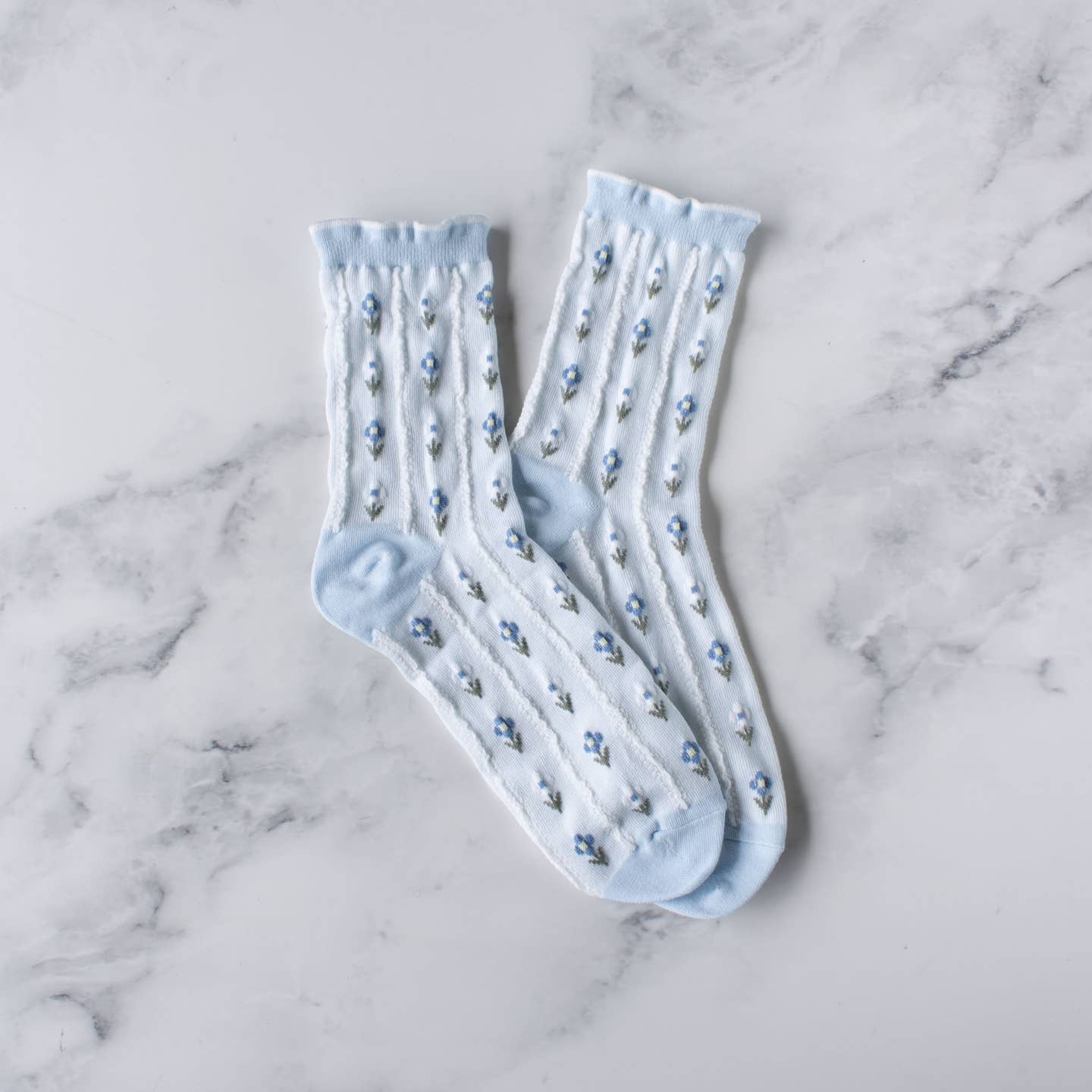 Pastel Blue Floral Socks