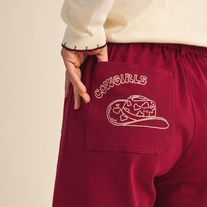 Cowgirl Embroidery High Rise Flared Pants