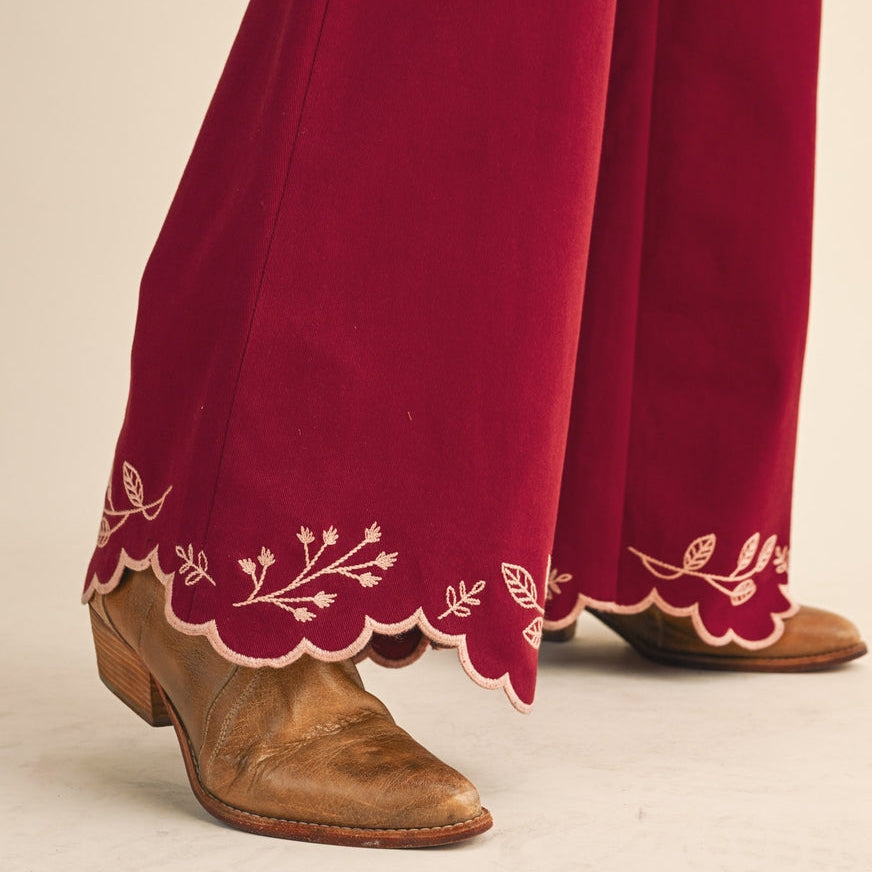 Cowgirl Embroidery High Rise Flared Pants