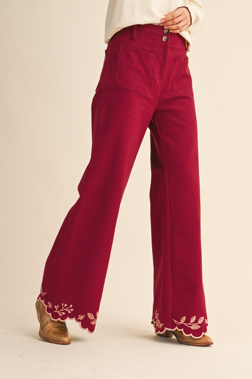 Cowgirl Embroidery High Rise Flared Pants
