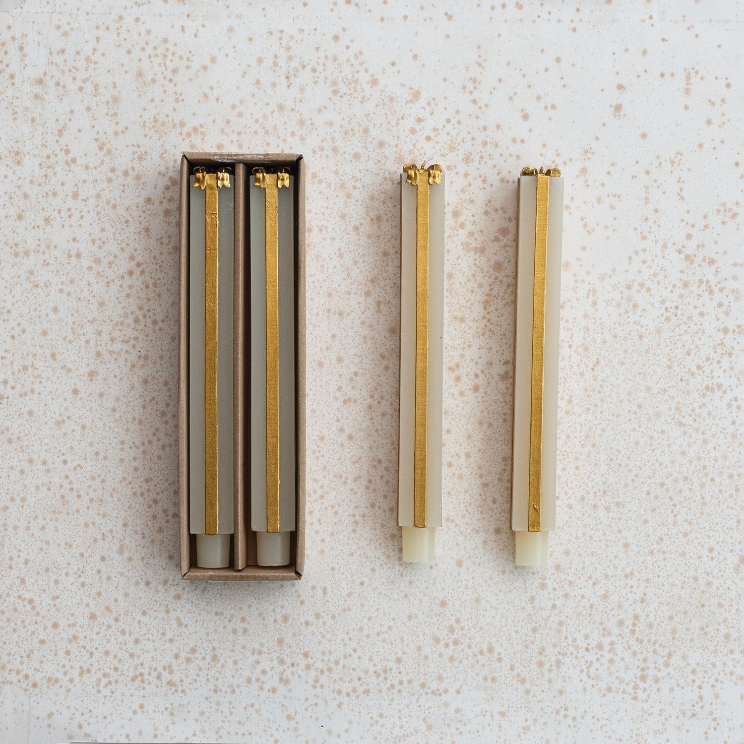 Unscented Present Taper Candles in Gold - 2 Size Options