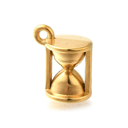 This gold-plated hourglass charm adds a timeless touch to your charm bracelet or necklace. Symbolizing the passage of time and balance, it serves as a meaningful reminder to cherish every moment. Its polished finish and classic design make it a versatile and elegant addition, perfect for daily wear or special occasions.
Details:
Ion Plating 304 Stainless Steel Pendants, Real 18K Gold Plated
Size: 15.5x13x10mm, hole:2mm