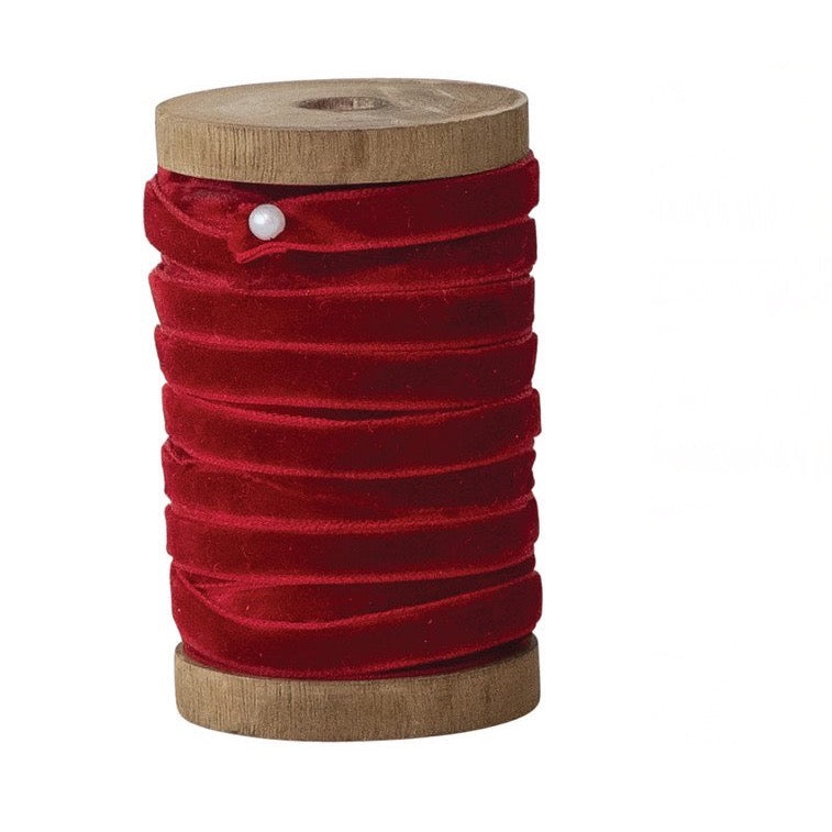 Thin Classic Holiday Velvet Ribbon - 3 Color Options
