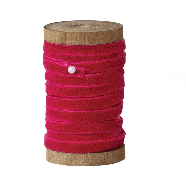 Thin Pretty in Pink Velvet Ribbon - 3 Color Options