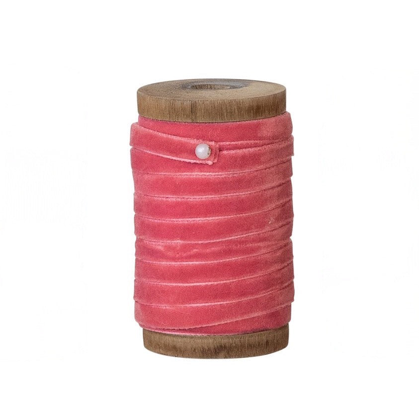 Thin Pretty in Pink Velvet Ribbon - 3 Color Options