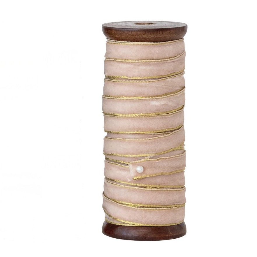 Earth Tone Velvet Ribbon with Metallic Edges - 3 Color Options