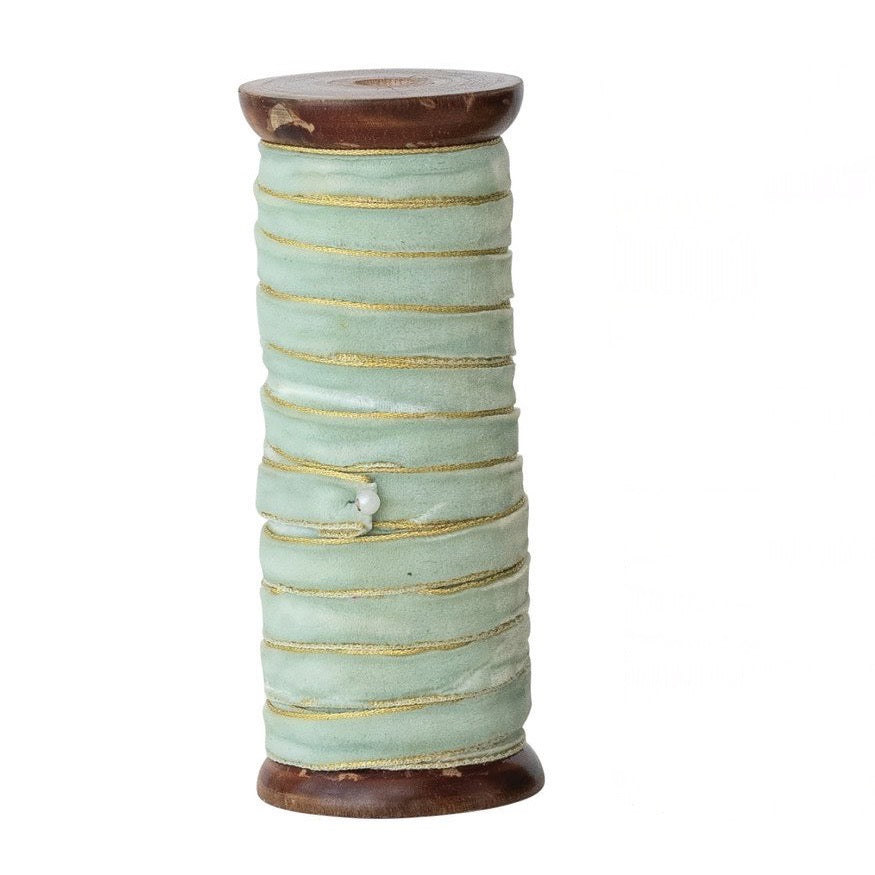 Earth Tone Velvet Ribbon with Metallic Edges - 3 Color Options