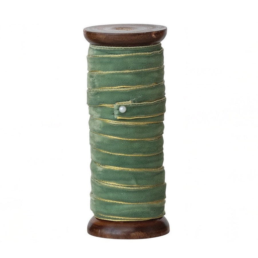 Earth Tone Velvet Ribbon with Metallic Edges - 3 Color Options
