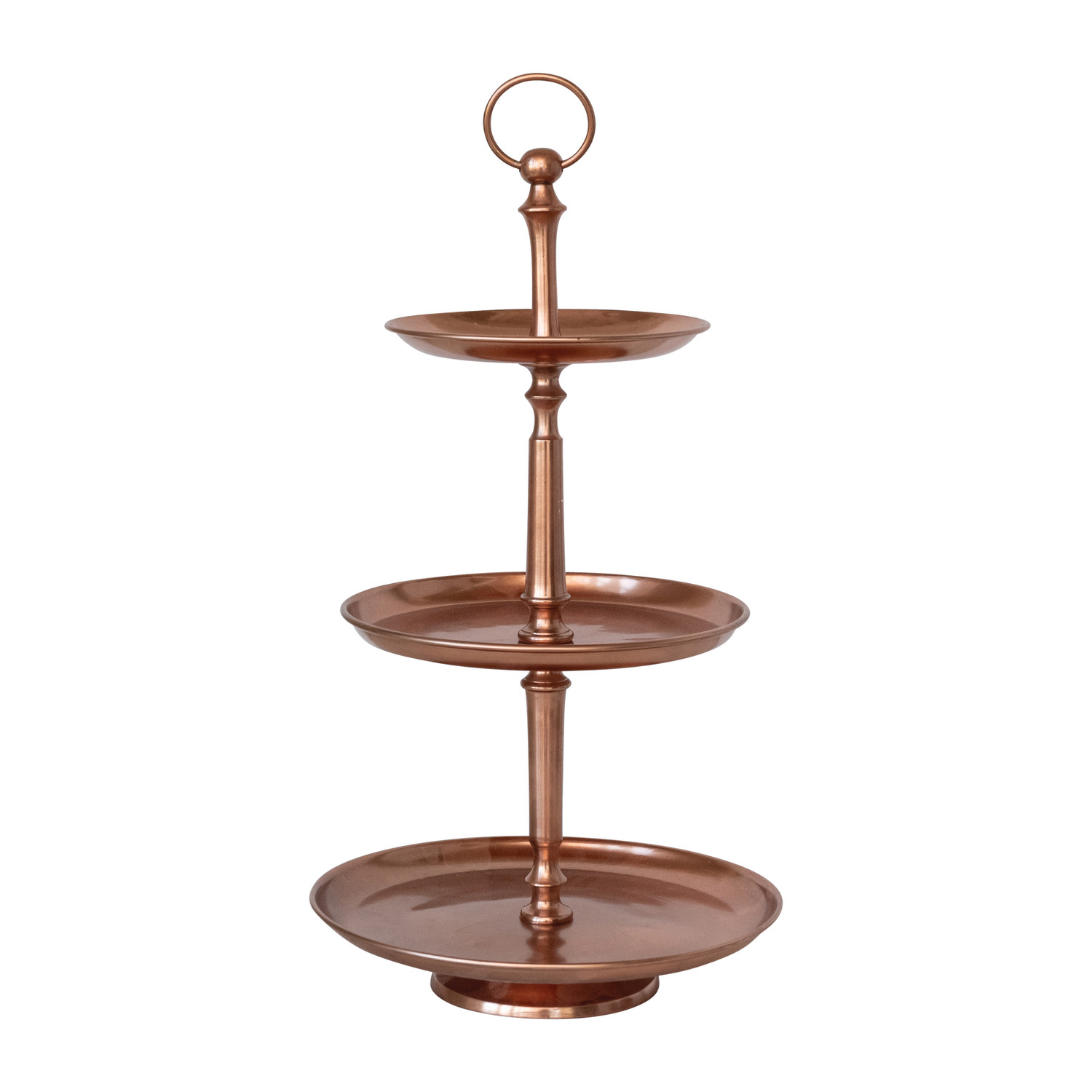 Metal & Aluminum 3-Tier Copper Finish Tray