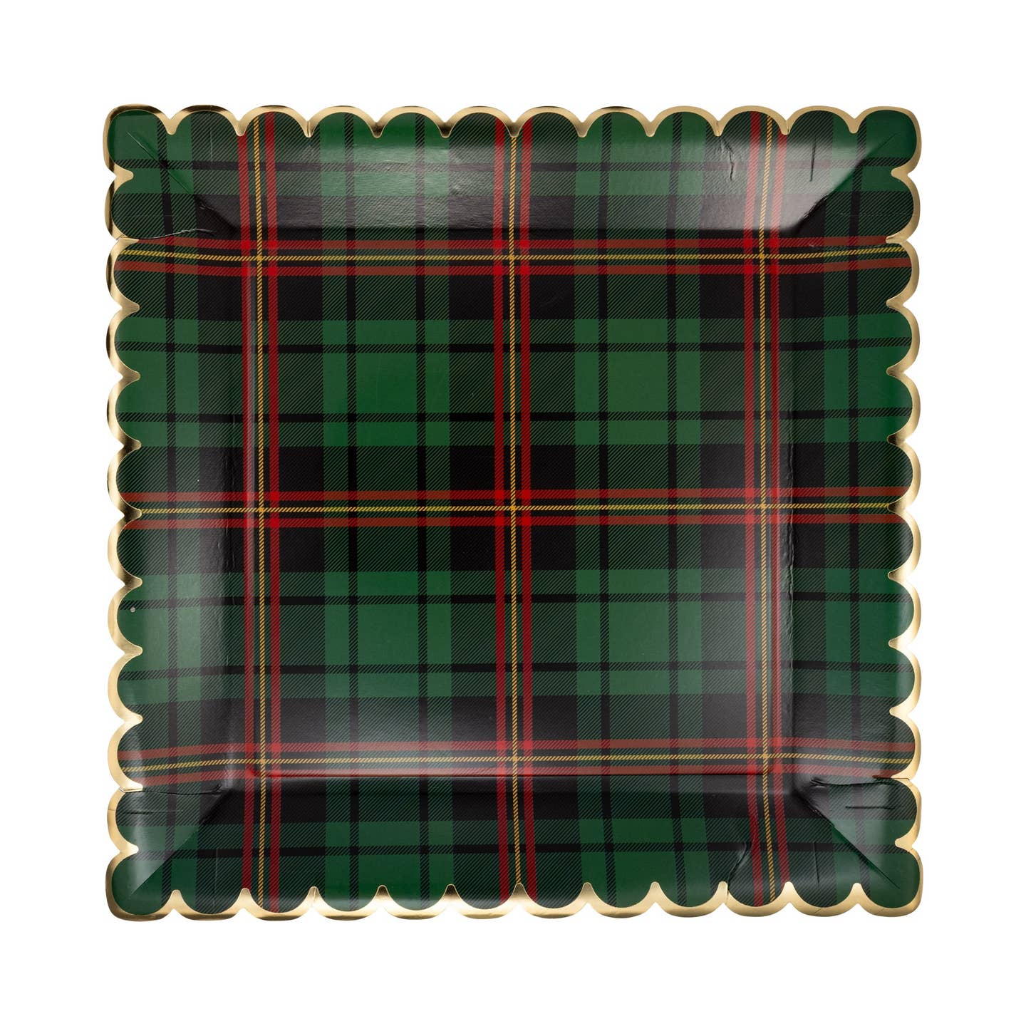 Celebrate the season in style with this Green Christmas Plaid Square Scalloped Plate. Its classic green plaid design brings nostalgic holiday charm to every gathering, perfectly complementing traditional Christmas décor.
Details:
includes 8 shaped paper plates
10 x 10 inches
gold foil
