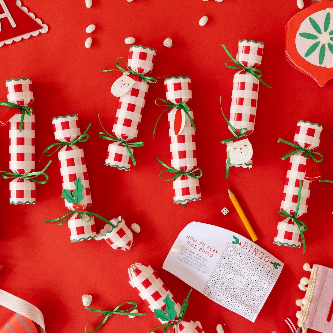 Add festive flair to your holiday gatherings with these Plaid Party Crackers in vibrant pink and red. Perfect for Christmas parties, they bring fun surprises and a cheerful pop to your celebrations, making every moment memorable and bright.
Details:
12 party crackers: Each contain a dice, a game, and a tissue crown