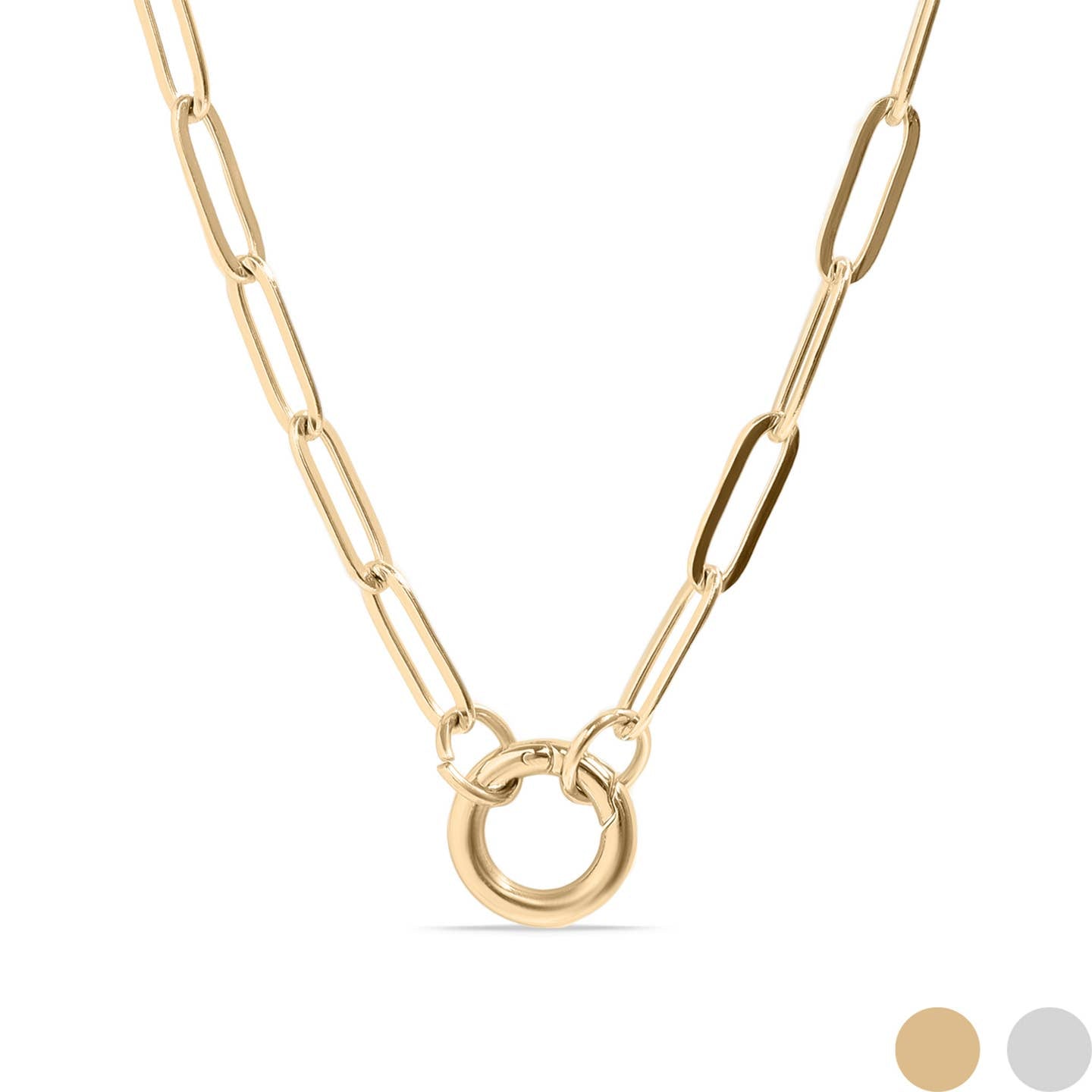 Paperclip Charm Keeper Necklace - Gold