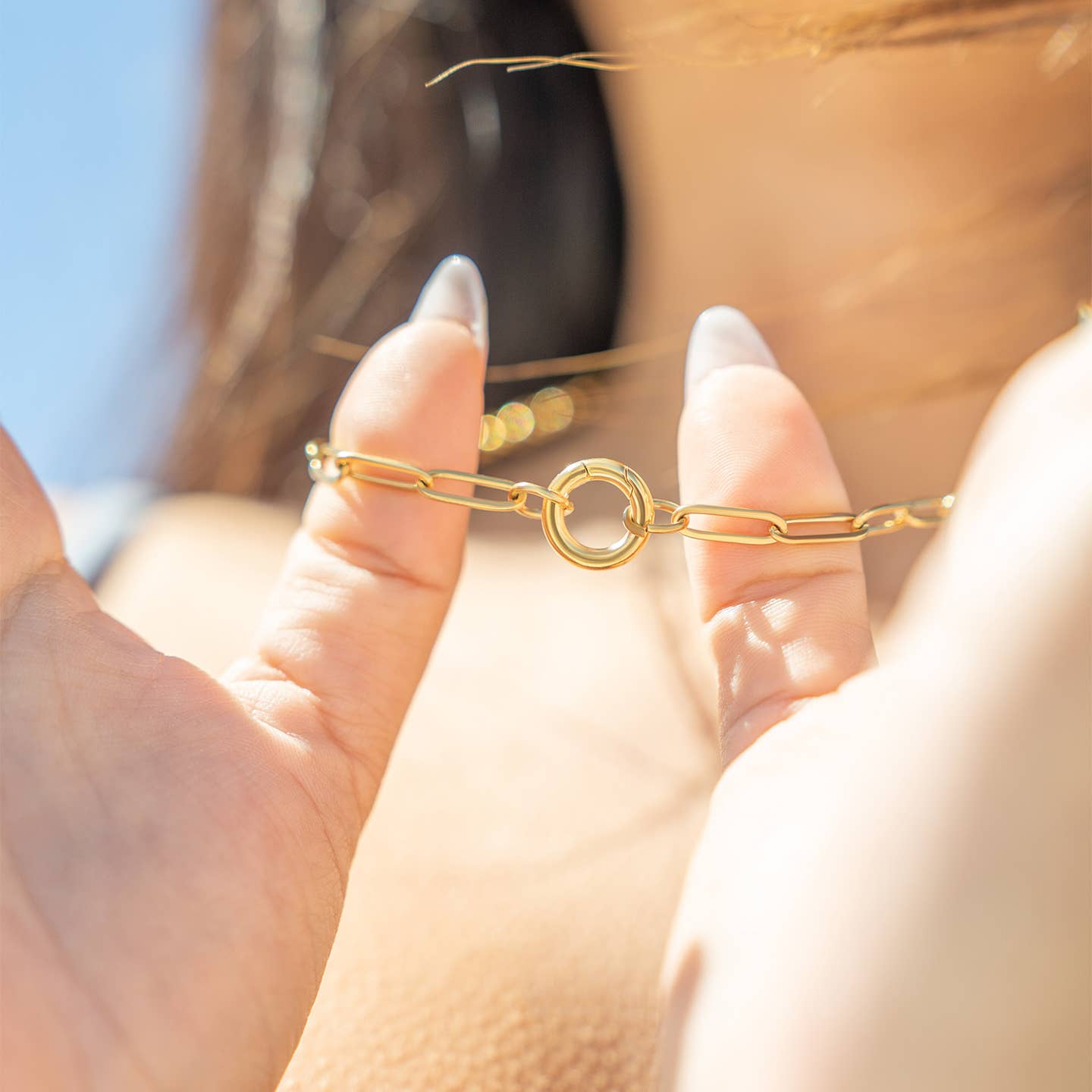 Paperclip Charm Keeper Necklace - Gold