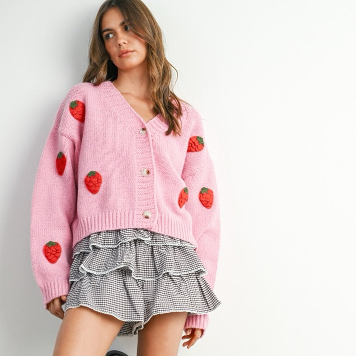 Elevate your wardrobe with our delightful Strawberry Embroidered Cropped Cardigan, a charming blend of style and comfort. This soft, lightweight cardigan features an eye-catching strawberry embroidery that adds a playful touch to any outfit. The cropped length is perfect for layering over your favorite dresses or high-waisted jeans, creating a flattering silhouette that’s both trendy and timeless.
Materials:
100% polyester