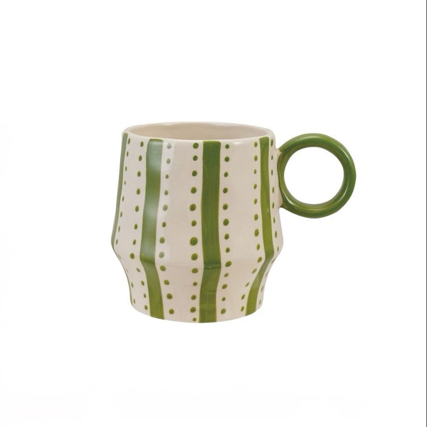 Hand-Painted Stoneware Mug - Olive Sprinkle